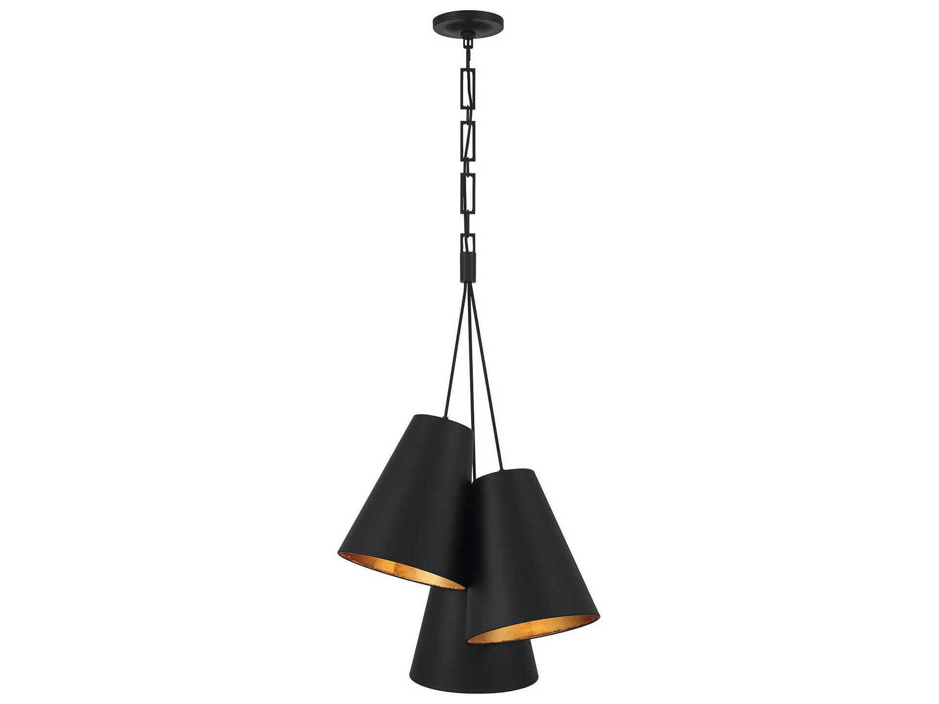 Crystorama Alston 3-Light Matte Black Antique Gold Pendant