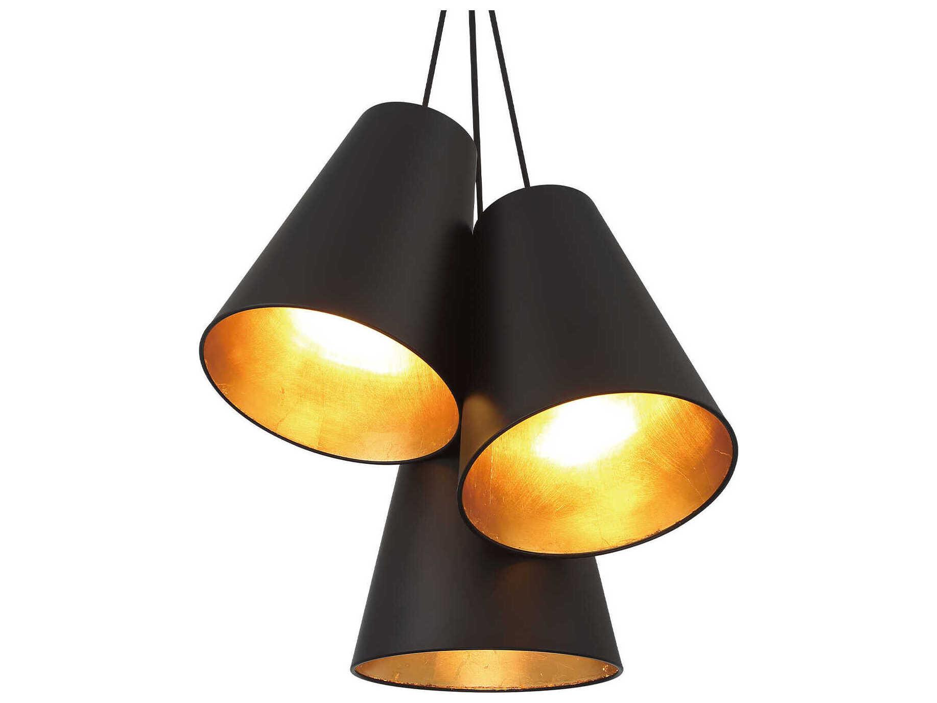 Crystorama Alston 3-Light Matte Black Antique Gold Pendant