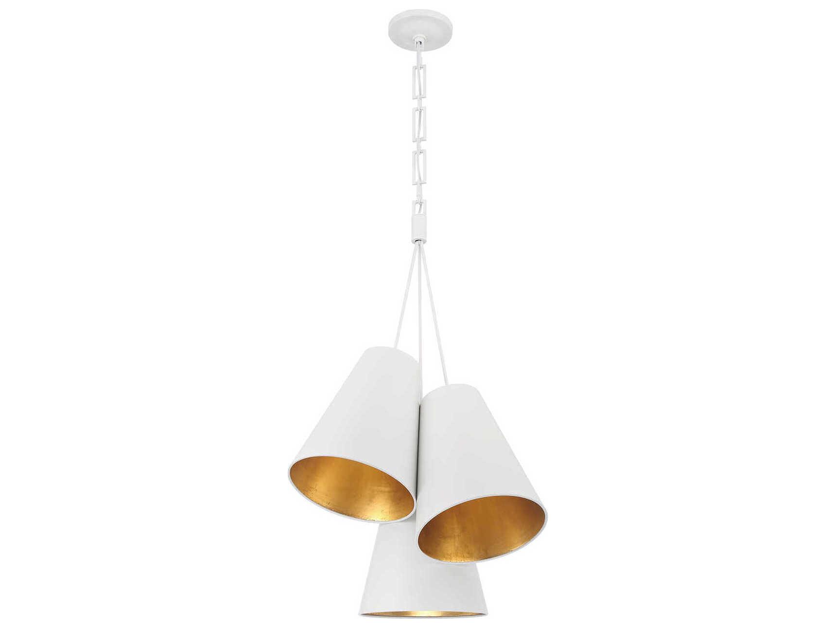 Crystorama Alston 3-Light Matte White Antique Gold Pendant
