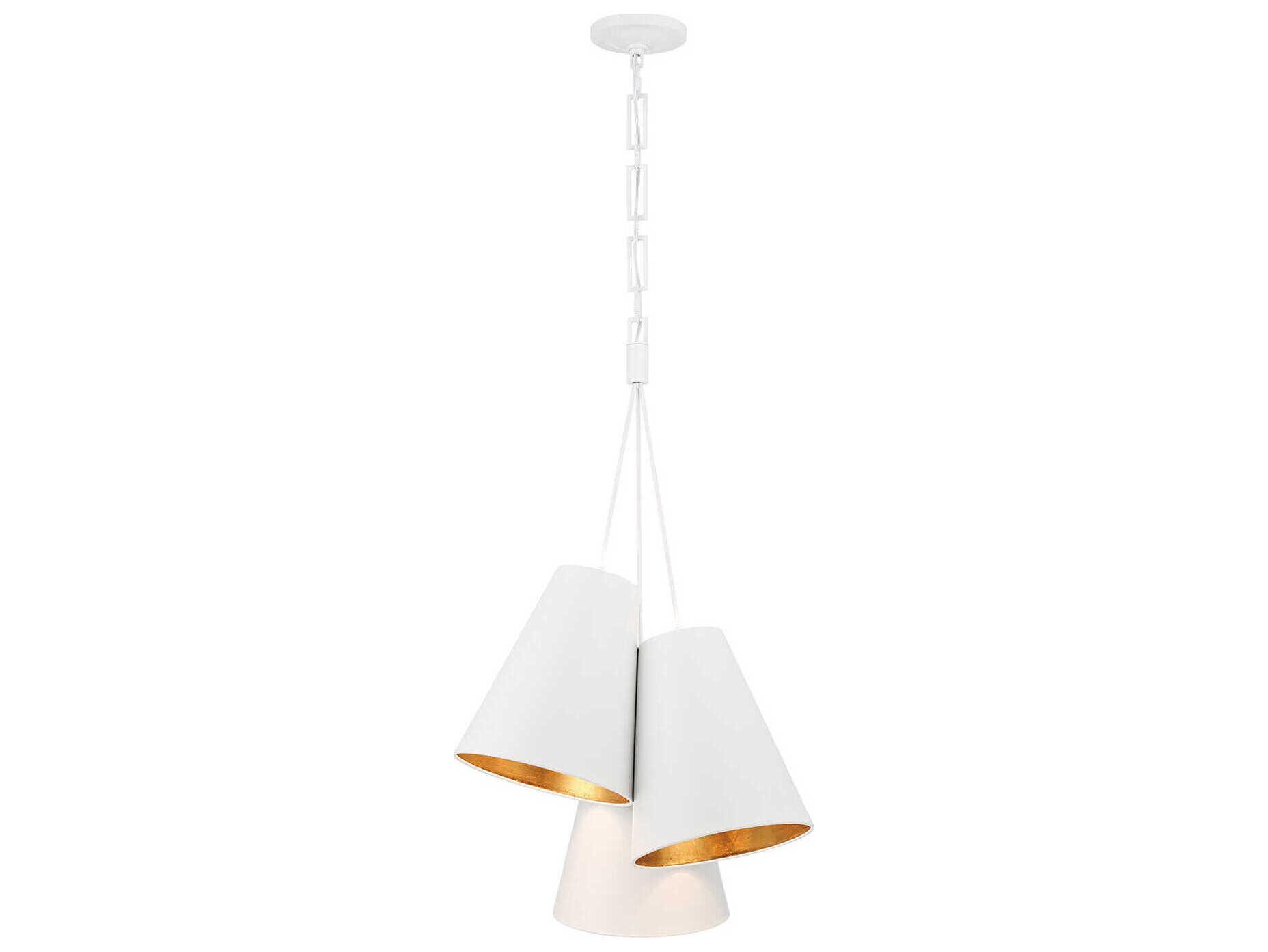 Crystorama Alston 3-Light Matte White Antique Gold Pendant