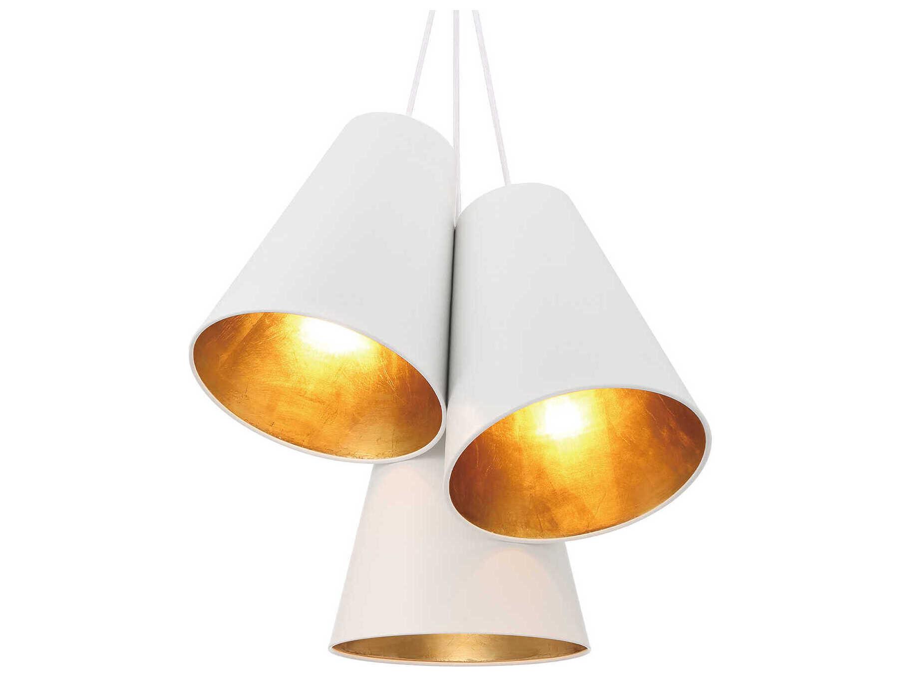 Crystorama Alston 3-Light Matte White Antique Gold Pendant