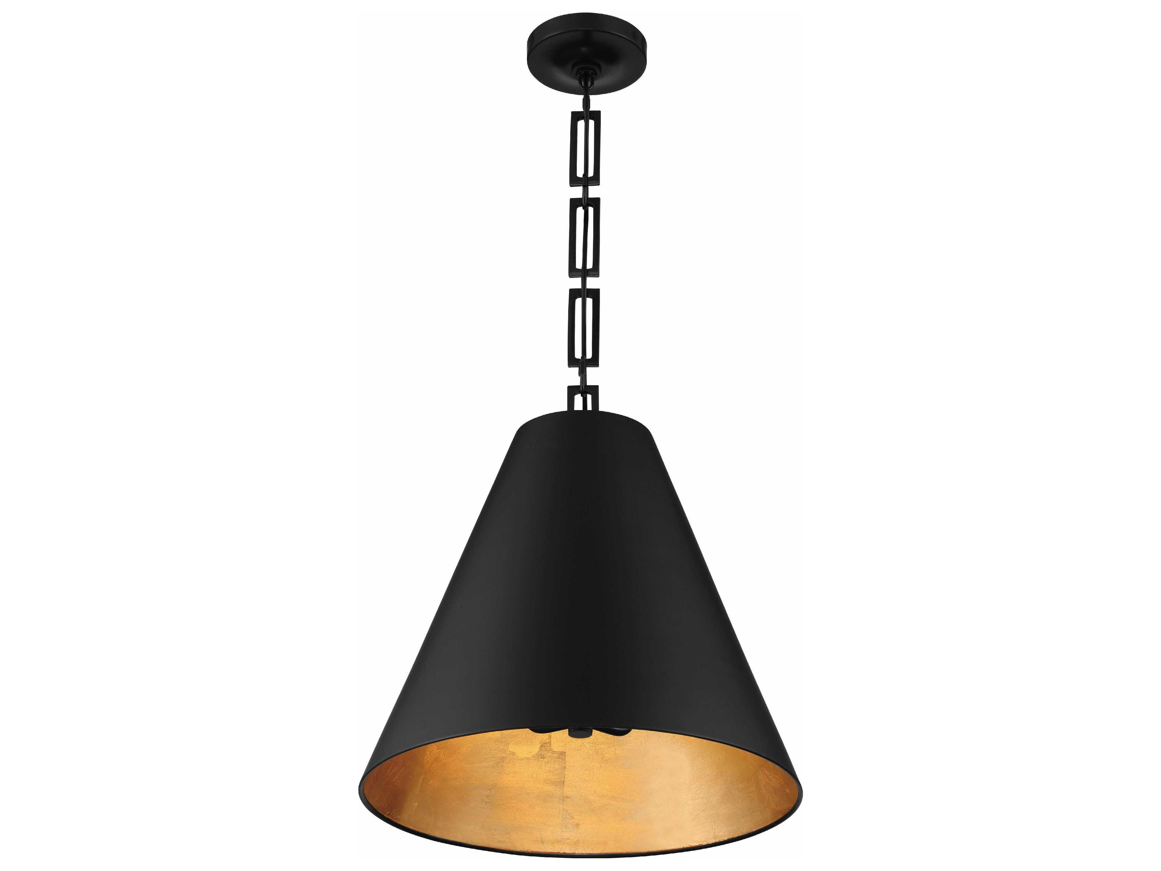 Crystorama Alston 3-Light Matte Black Antique Gold Pendant