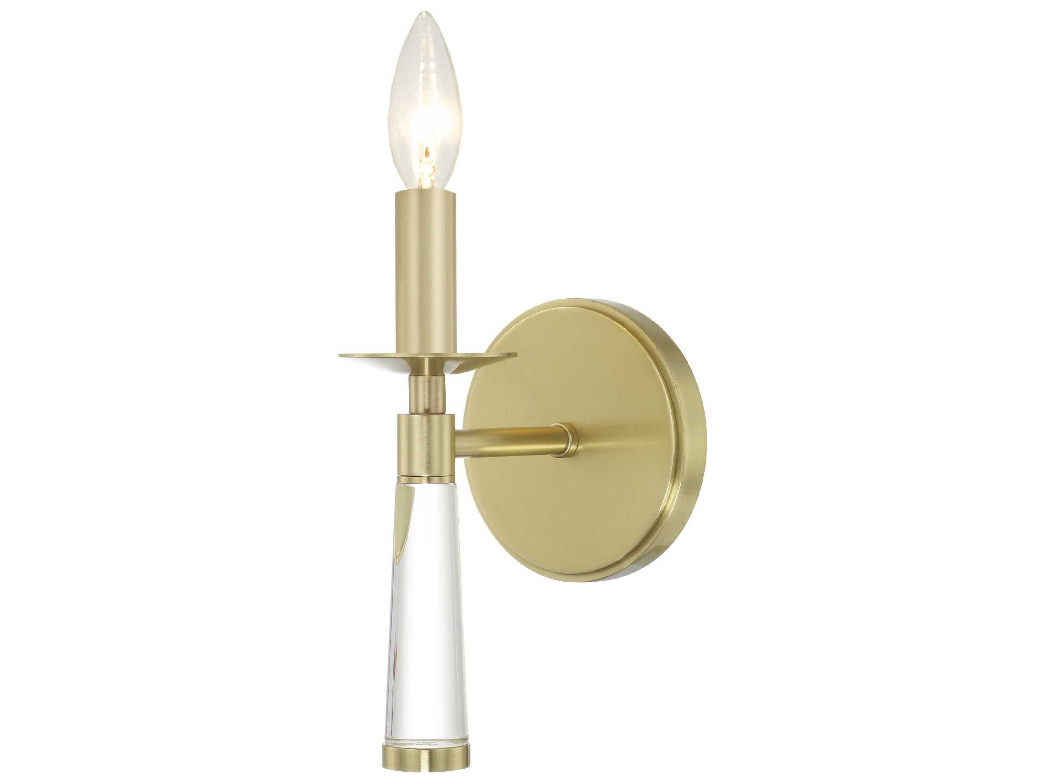 Crystorama Baxter 1-Light Aged Brass Gold Wall Sconce