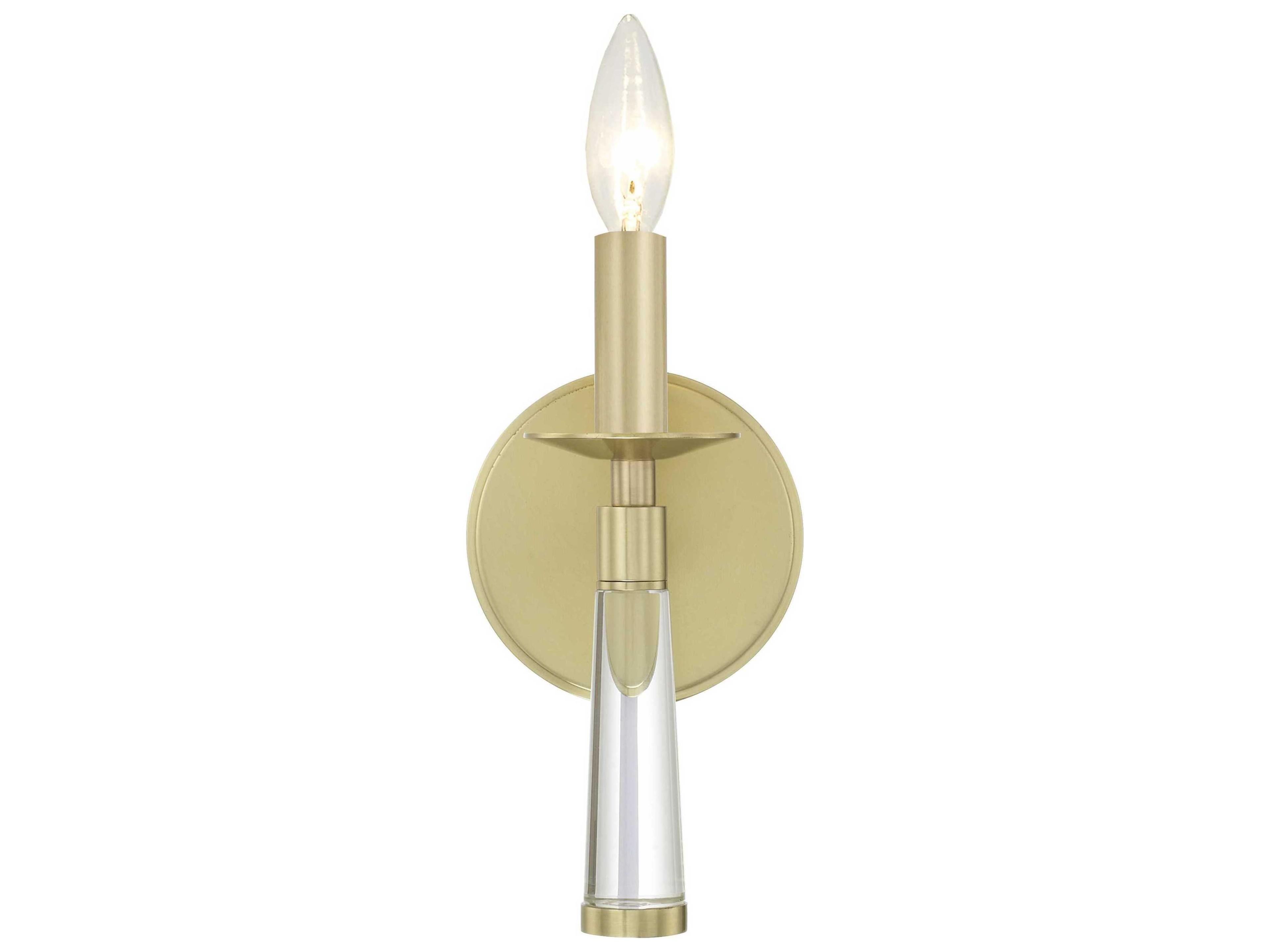 Crystorama Baxter 1-Light Aged Brass Gold Wall Sconce