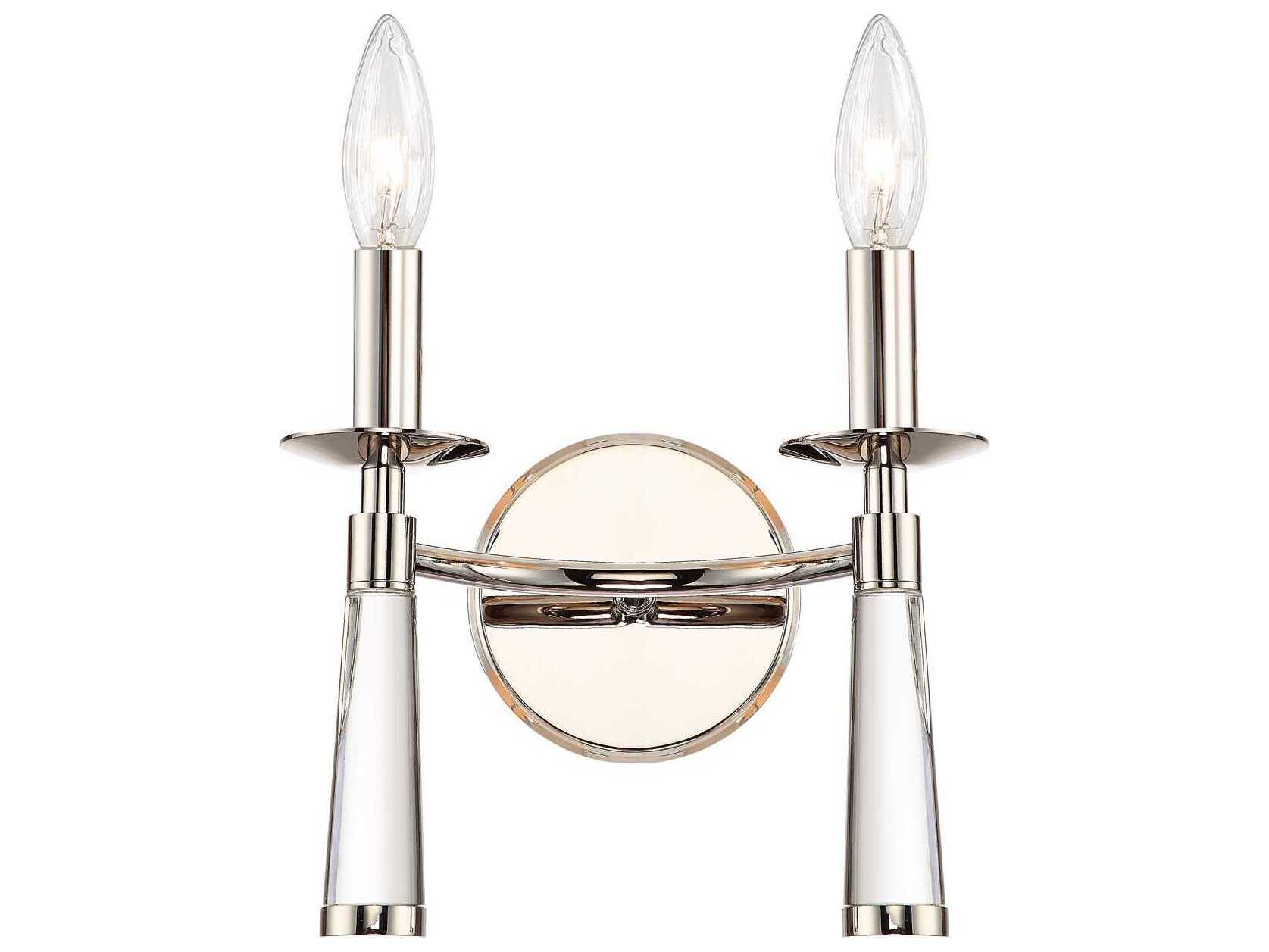 Crystorama Baxter 2-Light Polished Nickel Steel Wall Sconce
