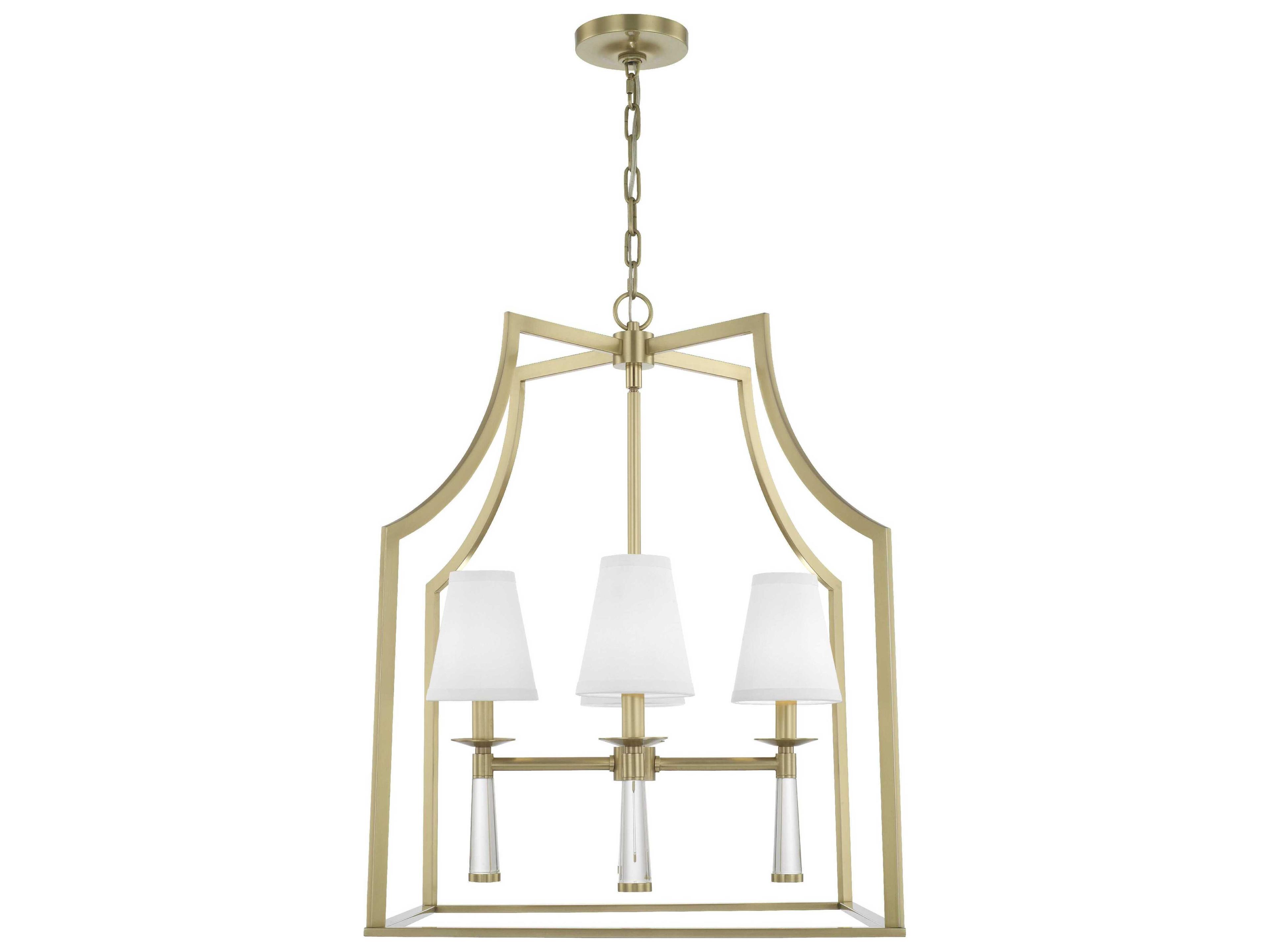 Crystorama Baxter 4-Light Aged Brass Steel Candelabra Chandelier