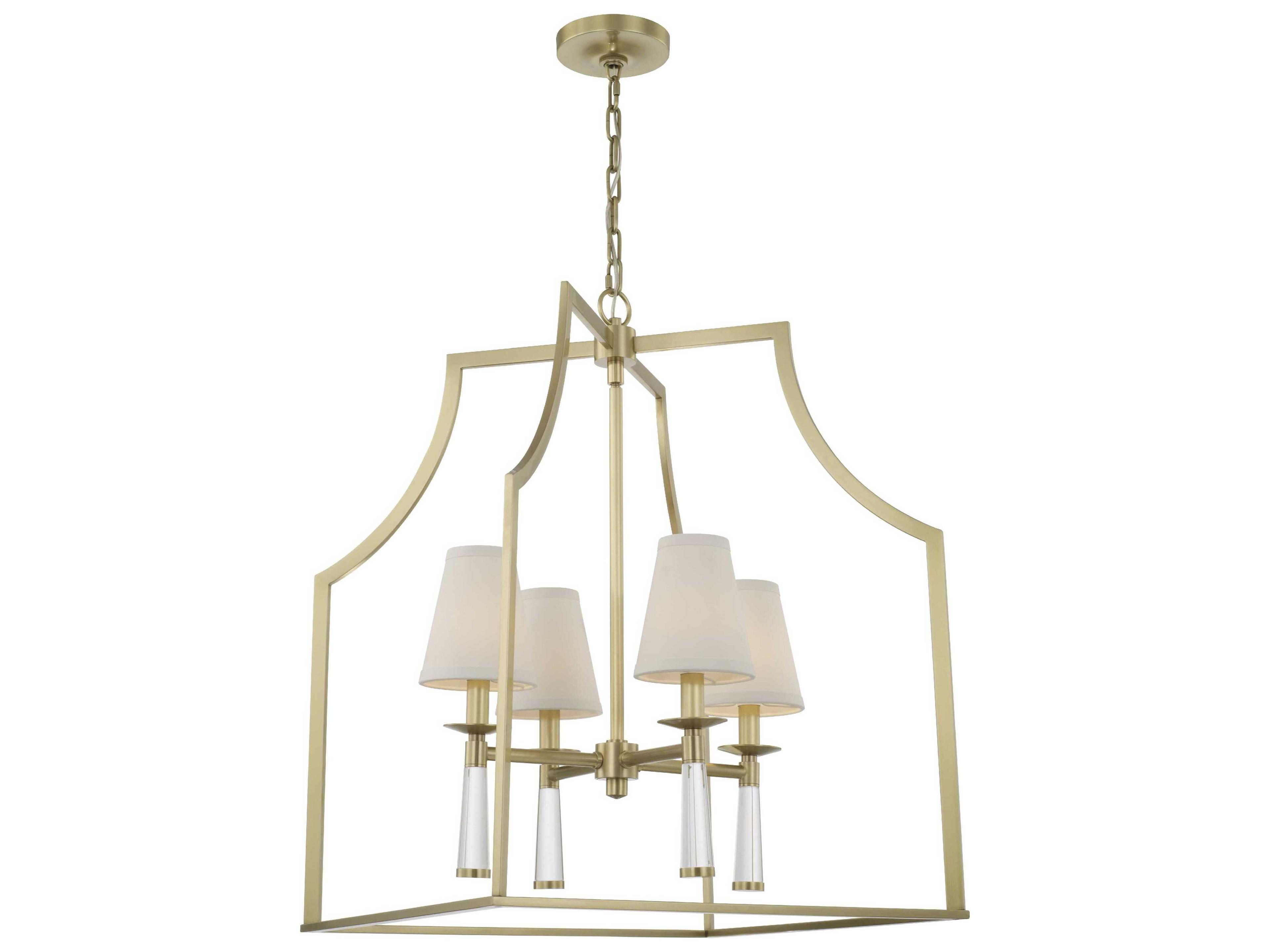 Crystorama Baxter 4-Light Aged Brass Steel Candelabra Chandelier