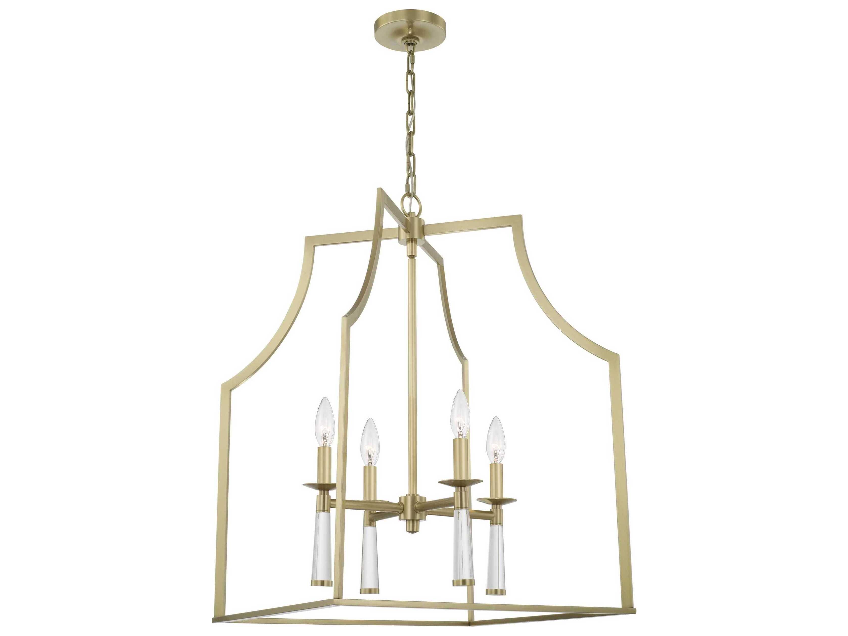 Crystorama Baxter 4-Light Aged Brass Steel Candelabra Chandelier