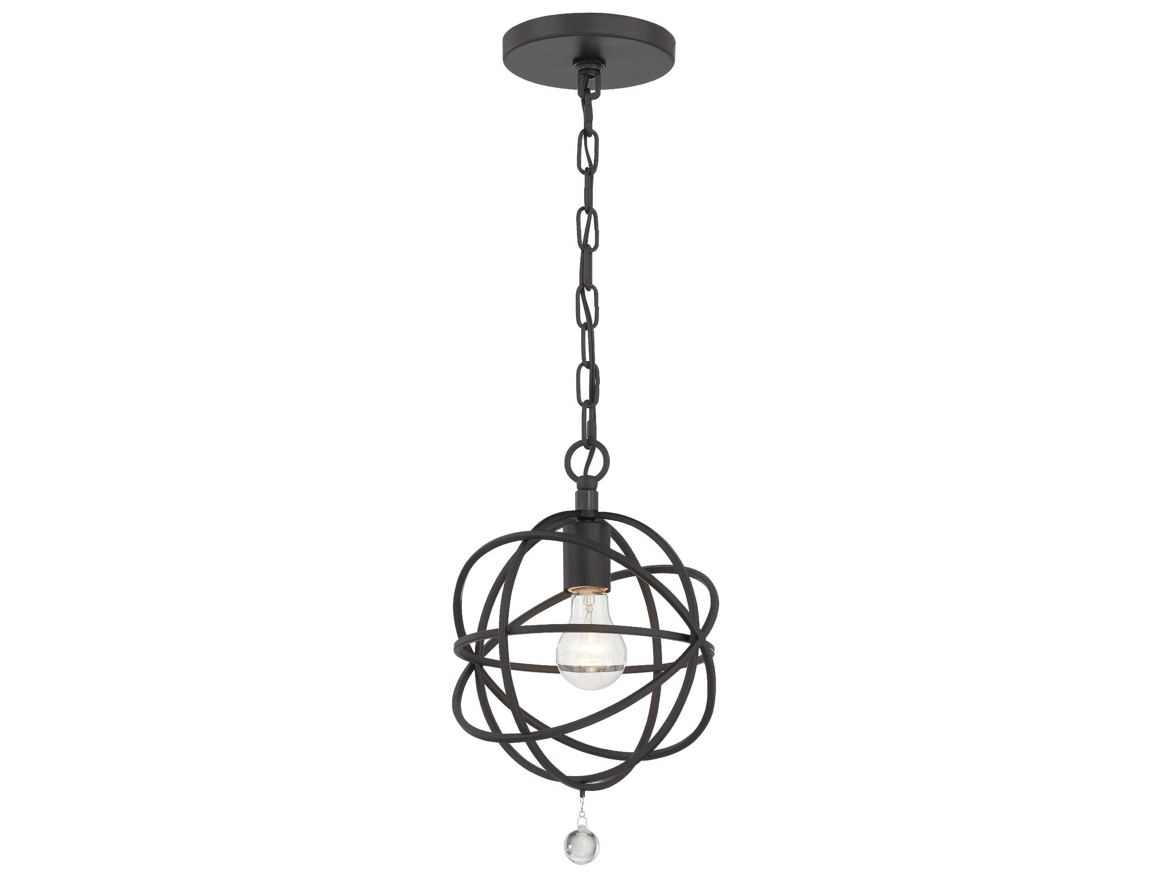 Crystorama Solaris 1-Light Bronze Glass Semi Flush Mount