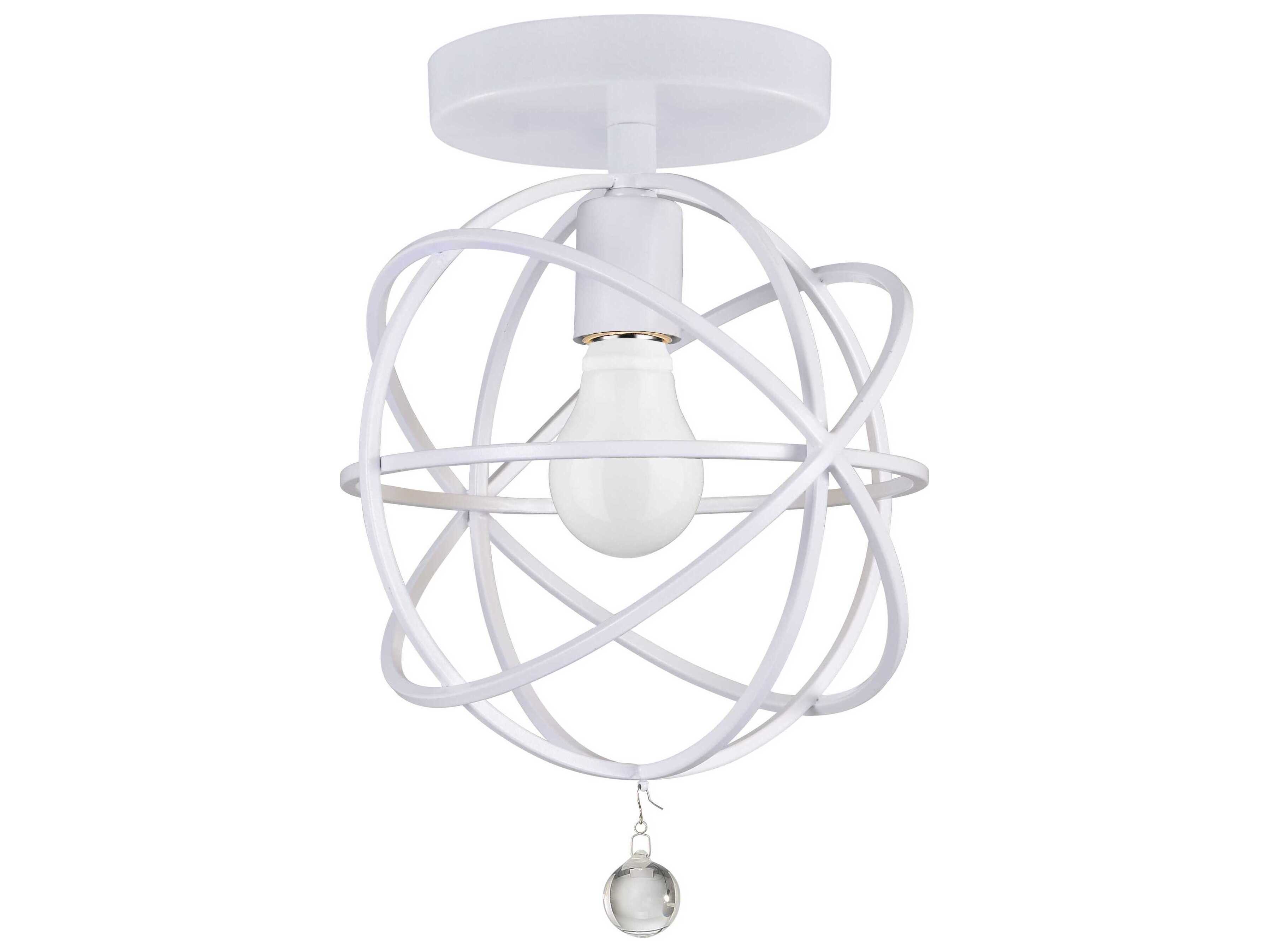 Crystorama Solaris 1-Light Wet White Glass Geometric Flush Mount