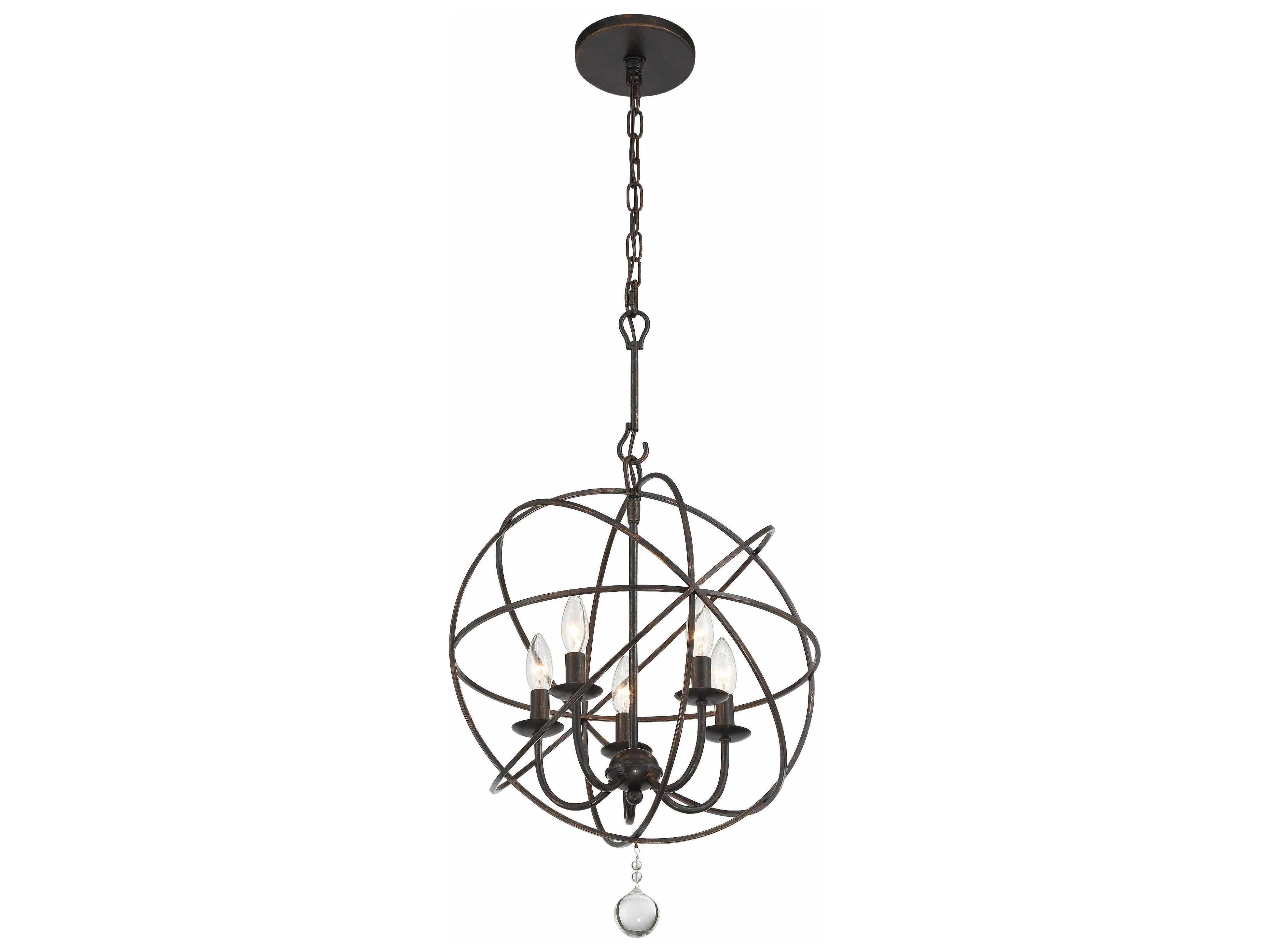 Crystorama Solaris 5-Light English Bronze Glass Candelabra Chandelier