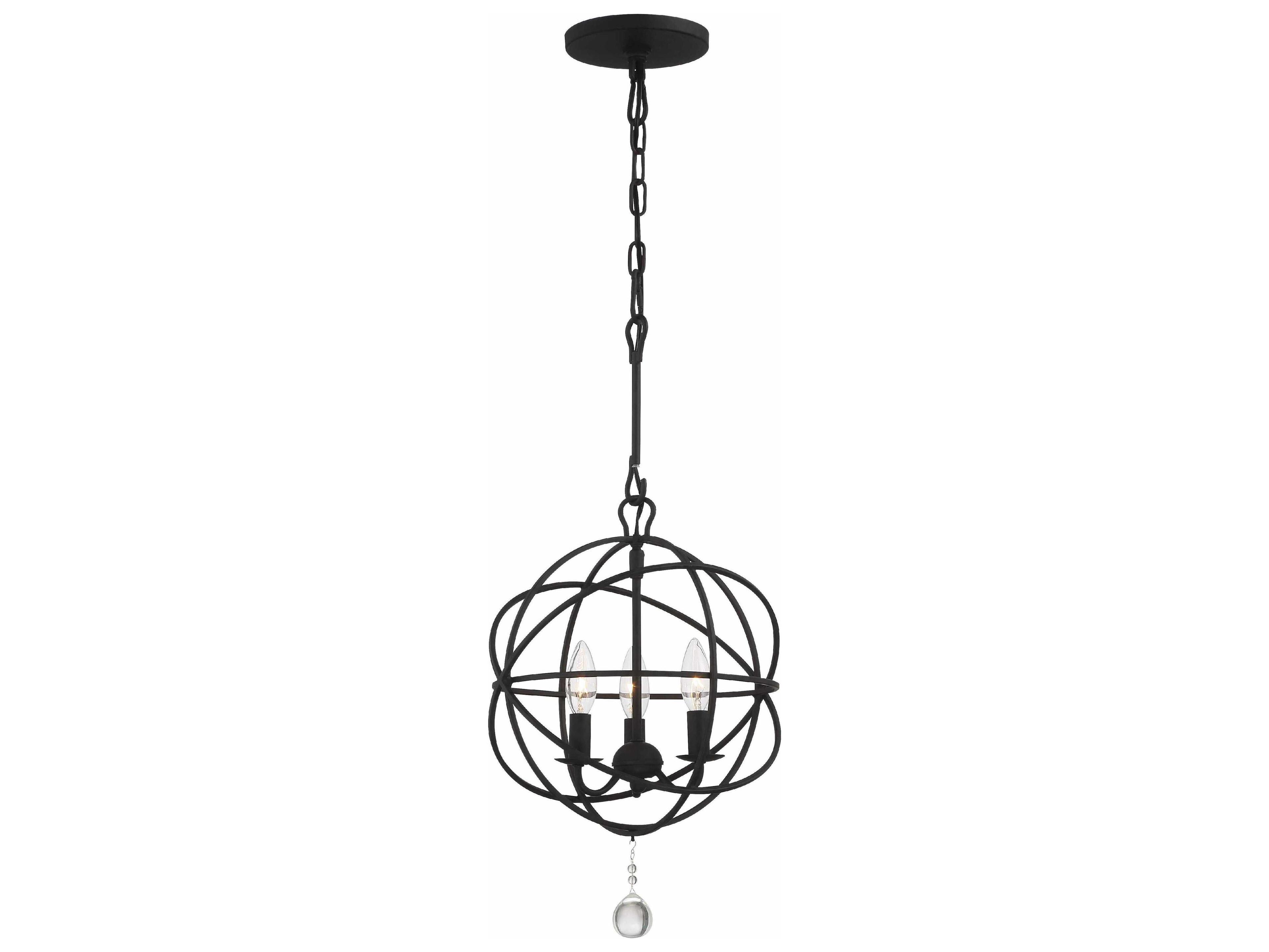 Crystorama Solaris 3-Light Brown Glass Geometric Chandelier