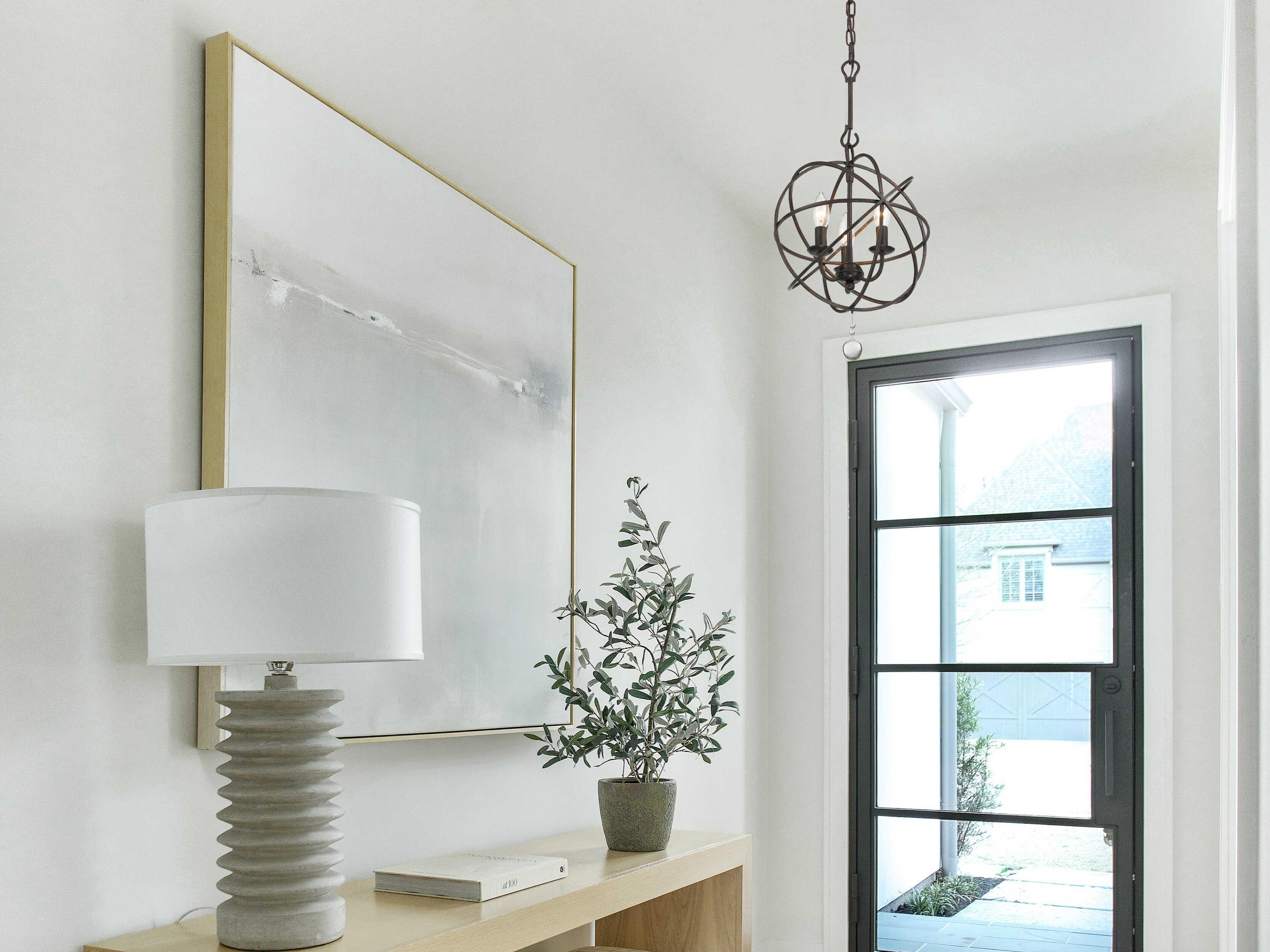 Crystorama Solaris 3-Light Brown Glass Geometric Chandelier