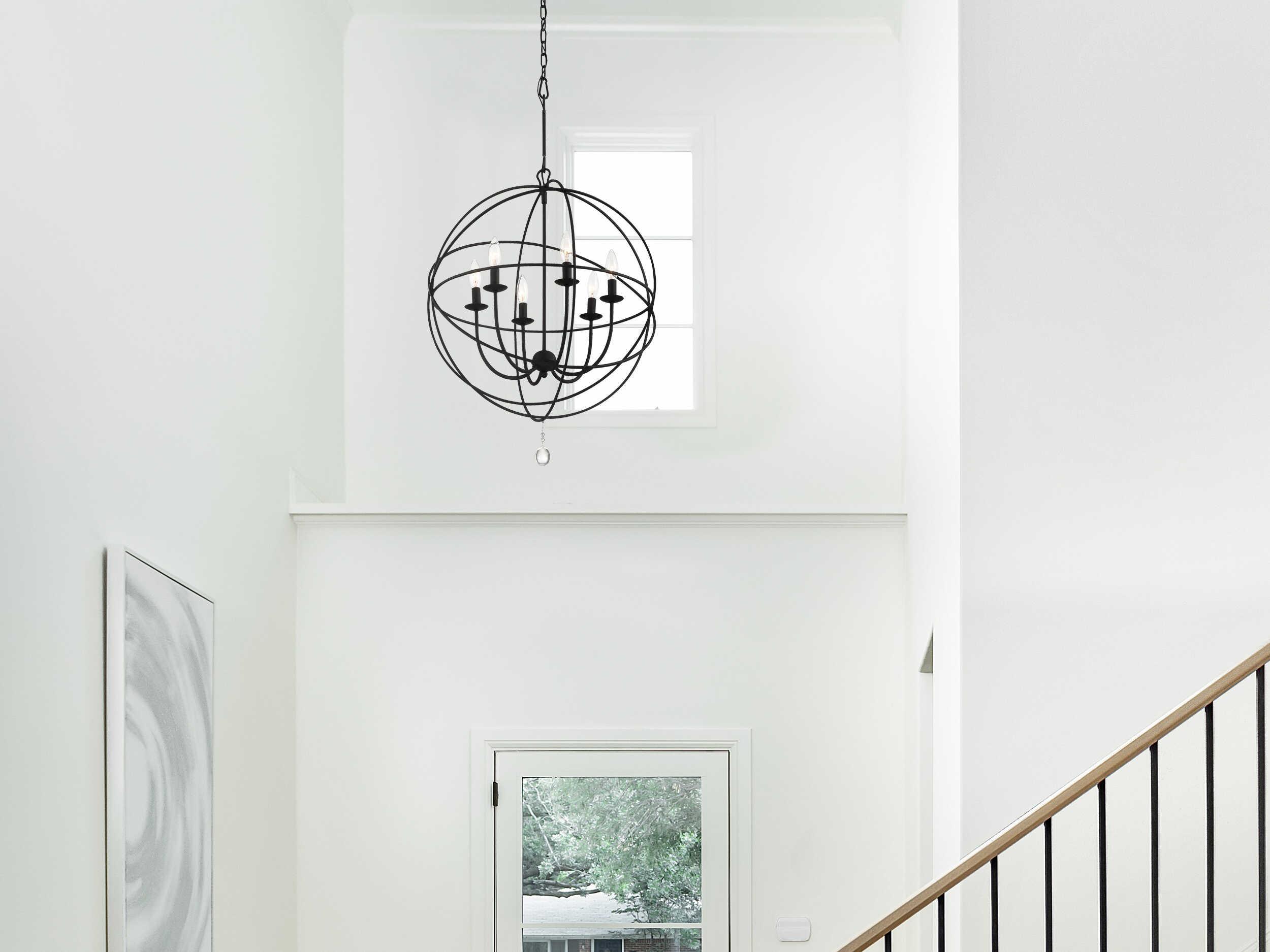 Crystorama Solaris 6-Light Bronze Glass Candelabra Chandelier