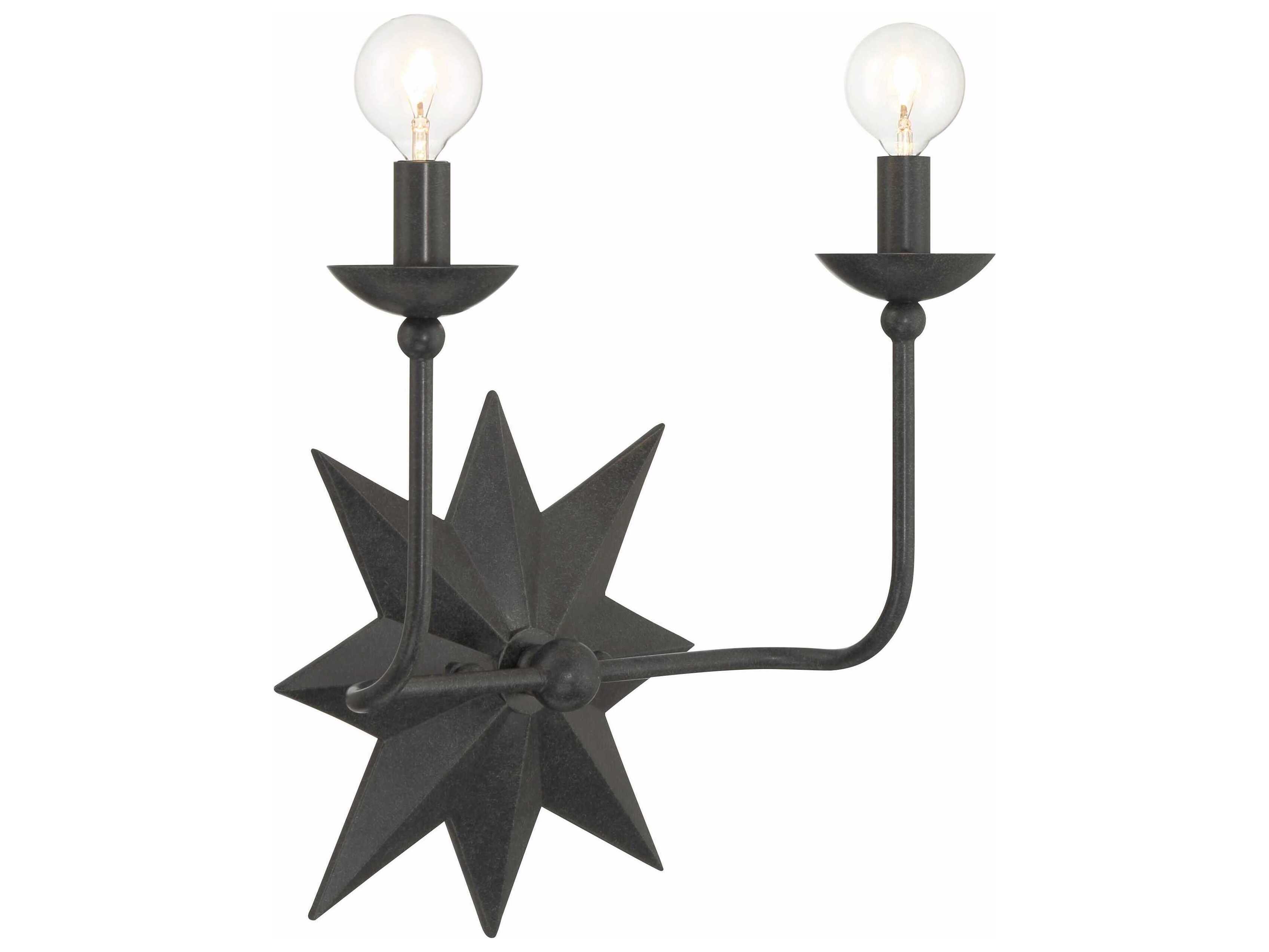 Crystorama Astro 2-Light Black Wall Sconce