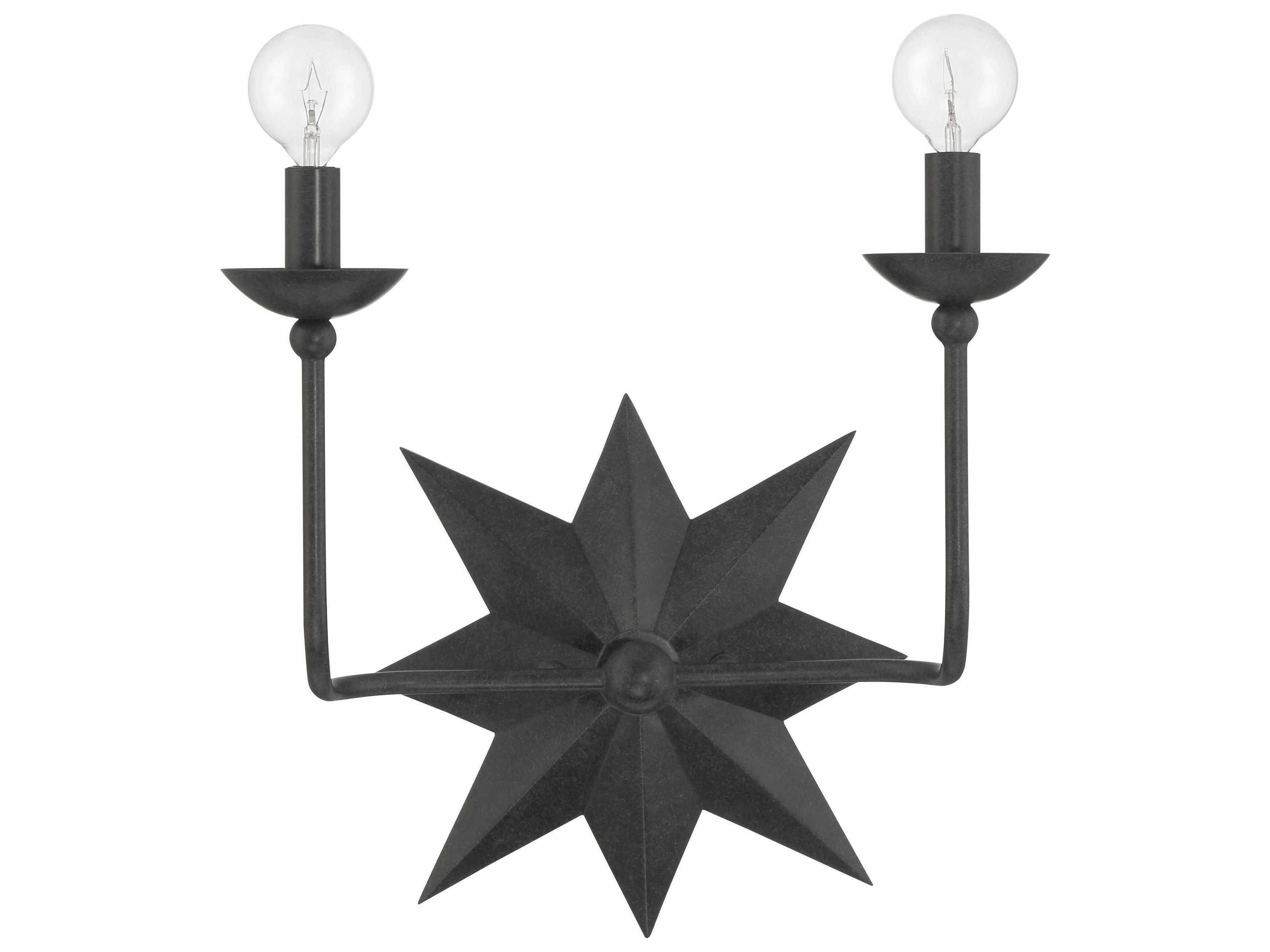 Crystorama Astro 2-Light Black Wall Sconce