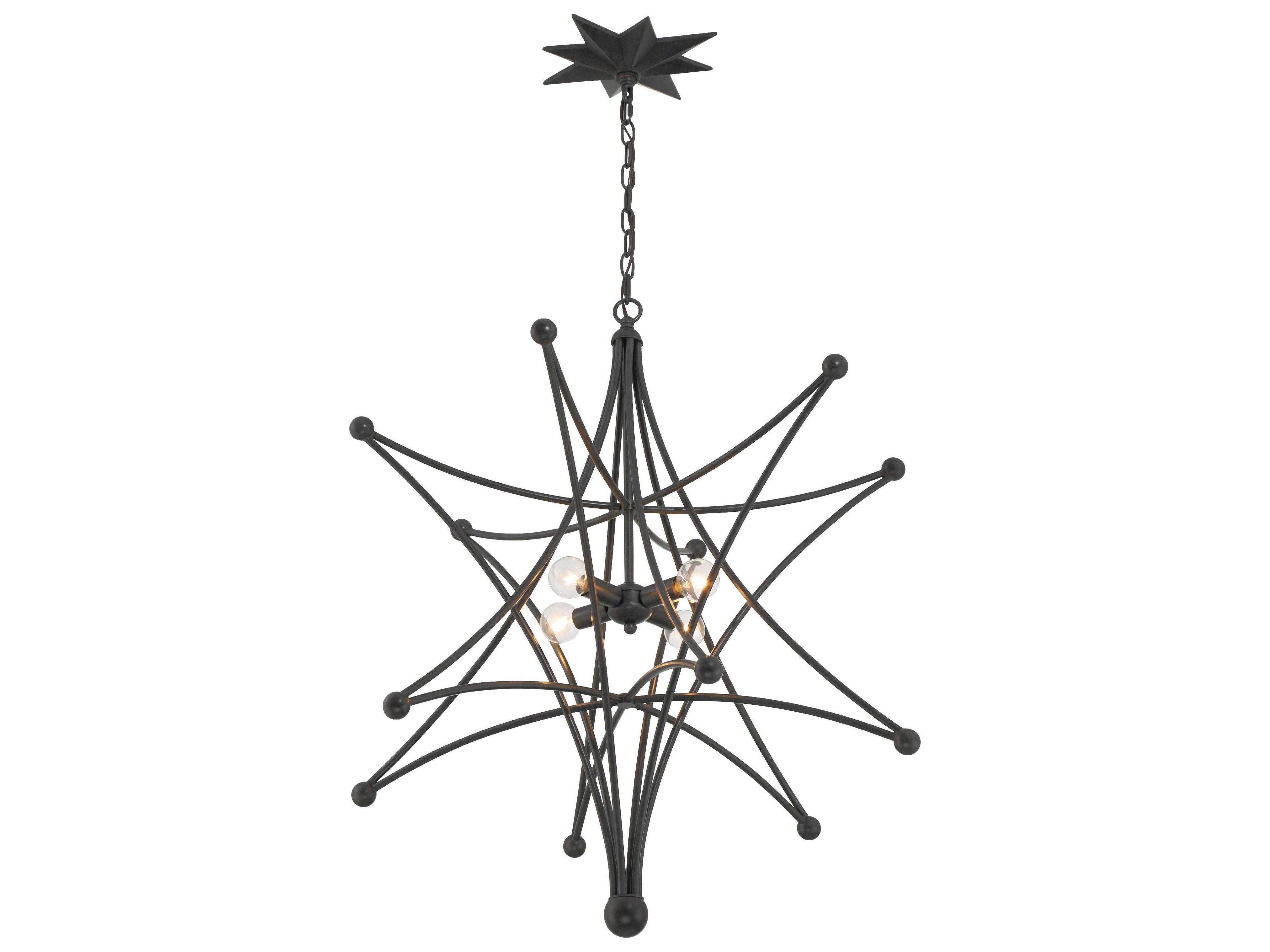 Crystorama Astro 4-Light Black Geometric Pendant