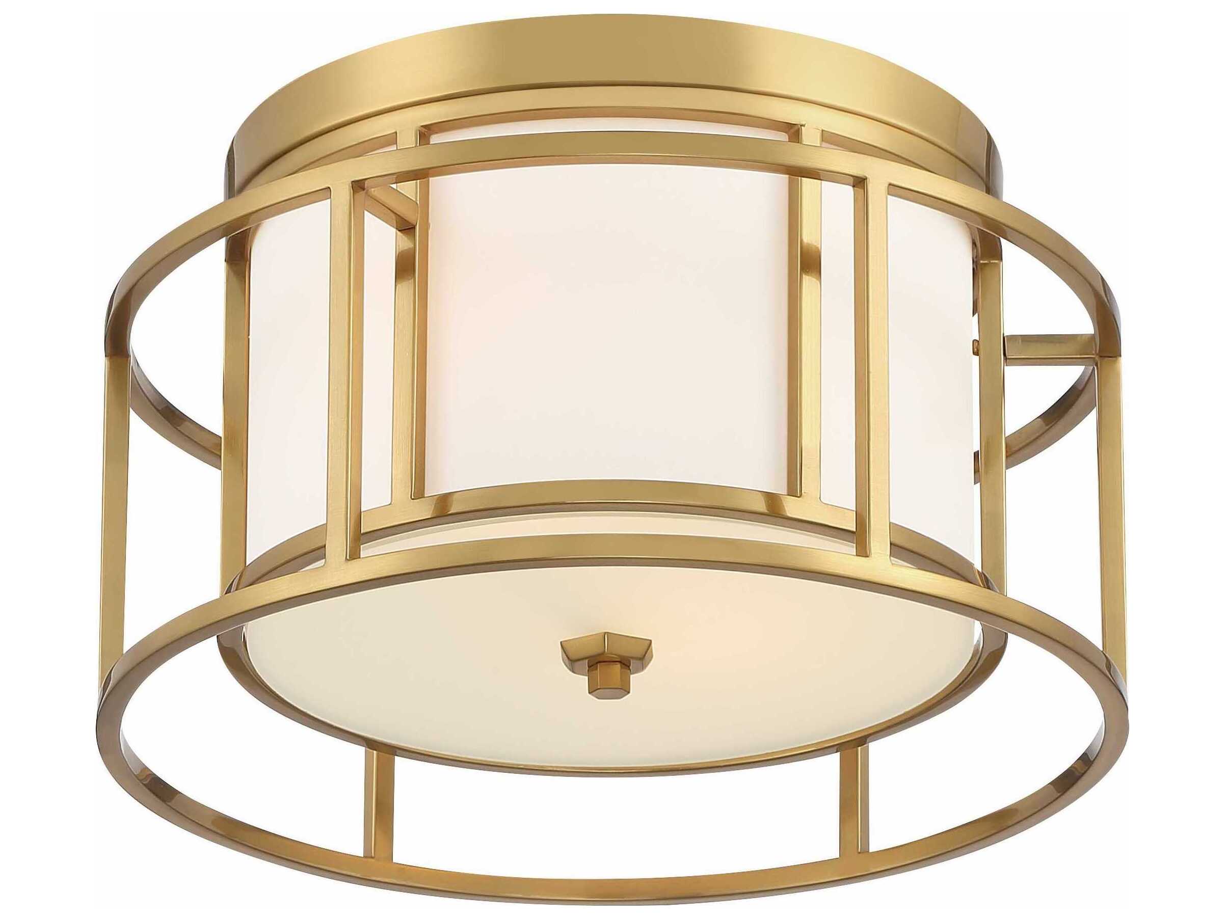 Crystorama Hulton 2-Light Luxe Gold Drum Geometric Flush Mount