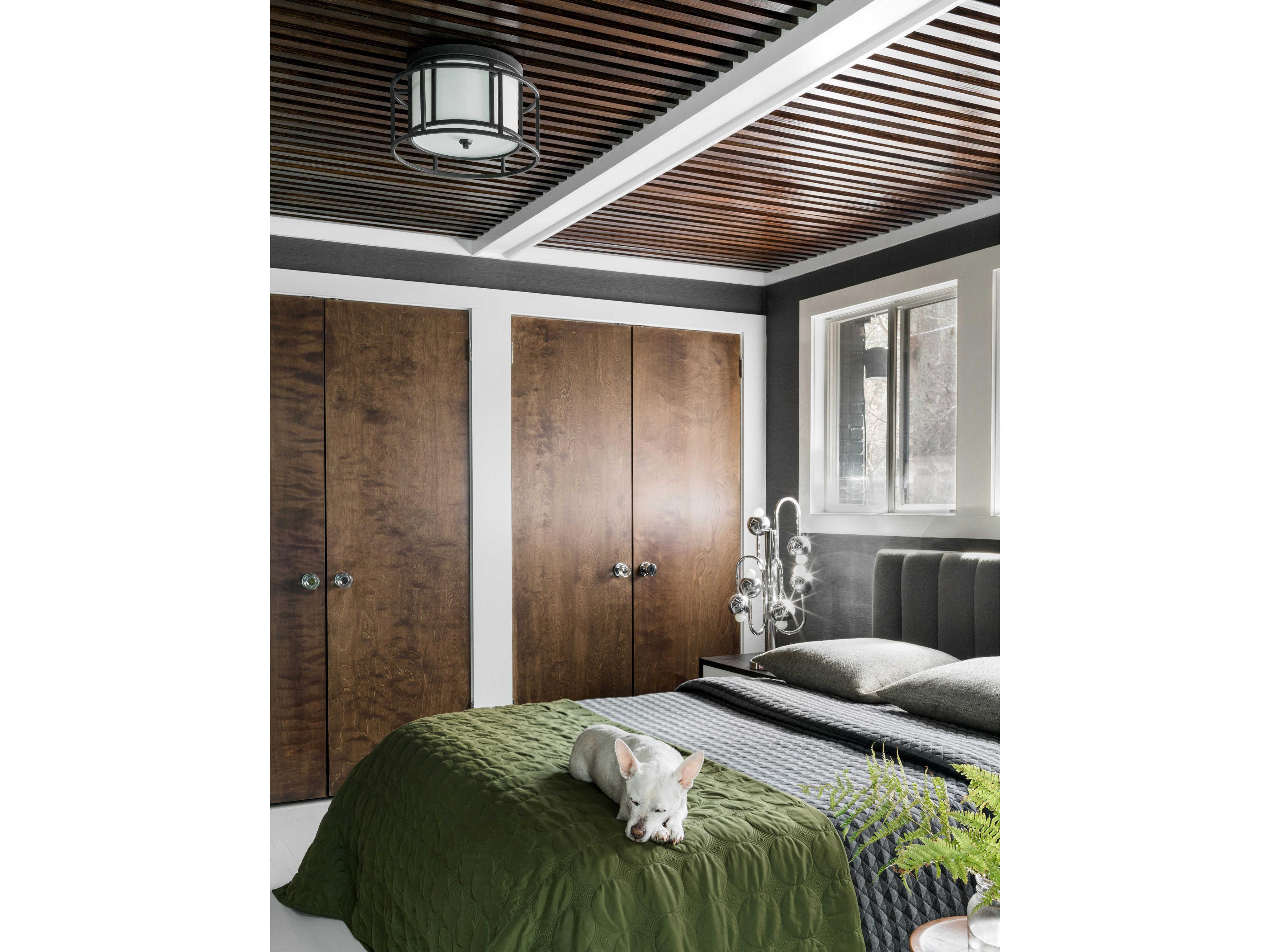 Crystorama Hulton 2-Light Matte Black White Drum Geometric Flush Mount