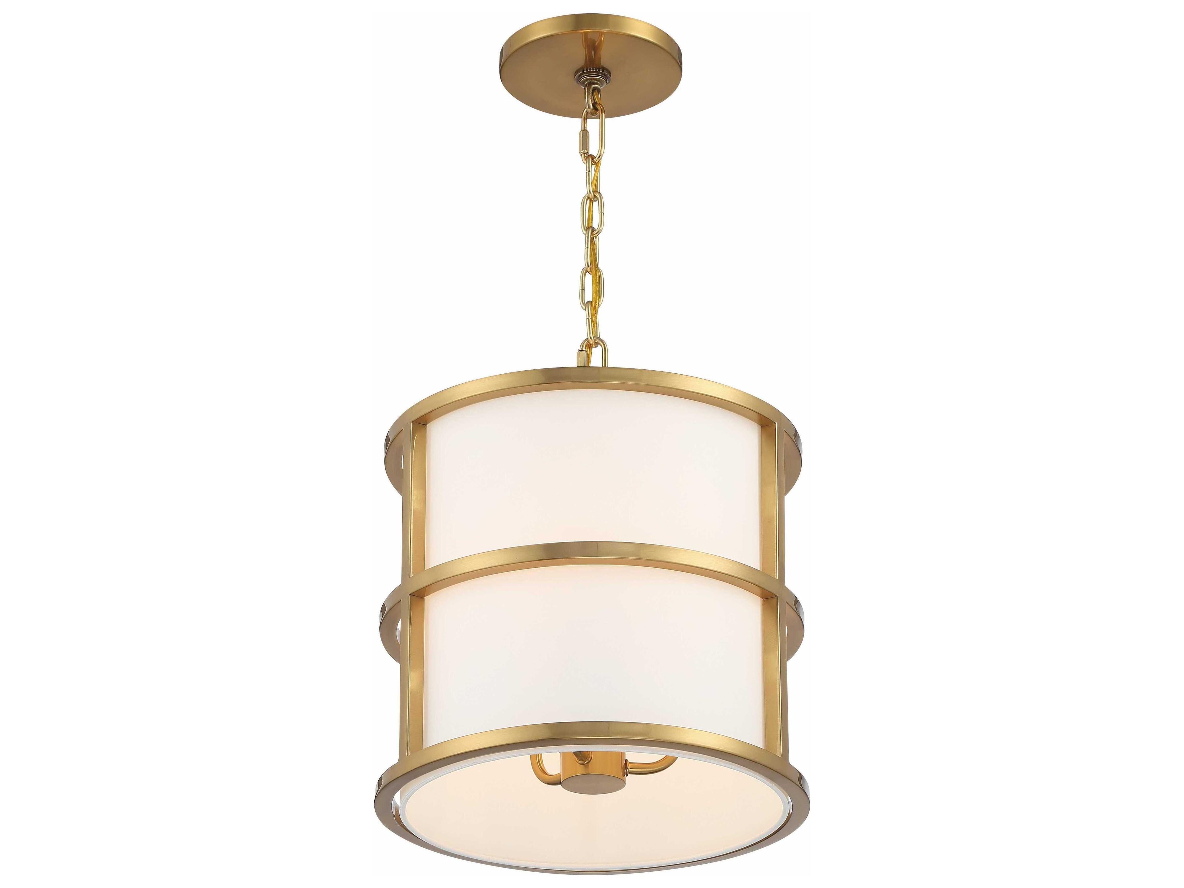 Crystorama Hulton 3-Light Luxe Gold Drum Geometric Chandelier