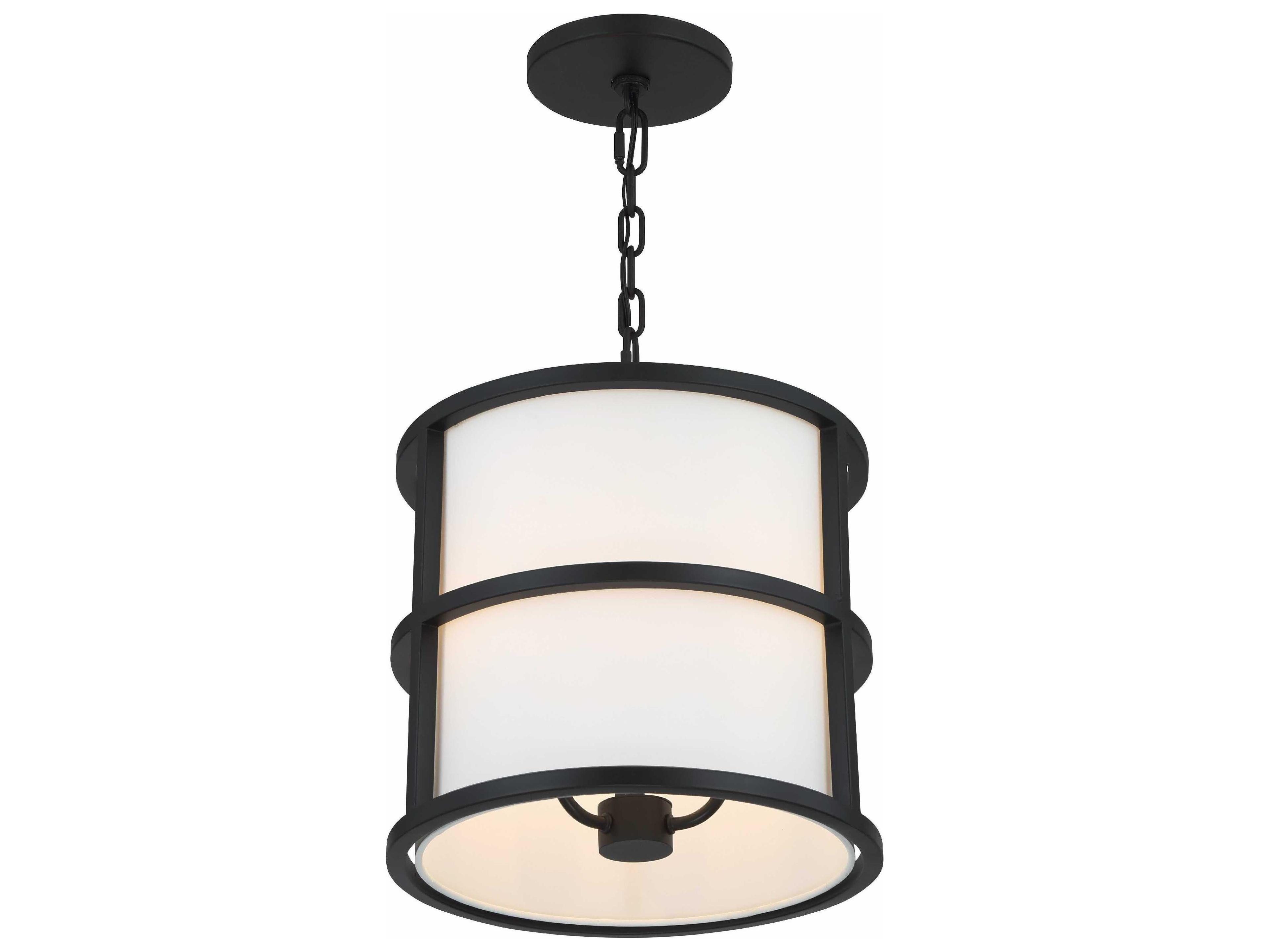 Crystorama Hulton 3-Light Matte Black Drum Pendant