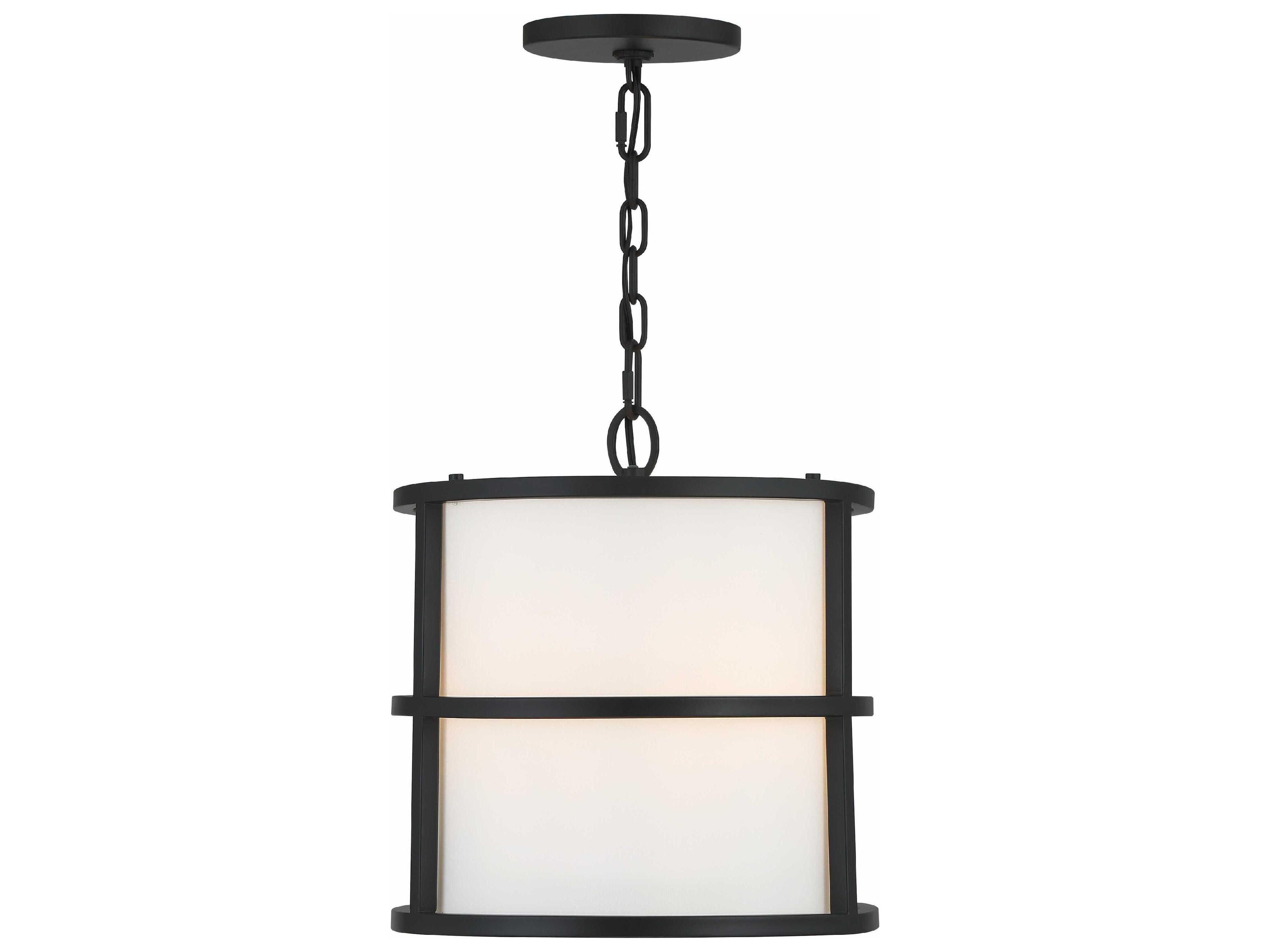Crystorama Hulton 3-Light Matte Black Drum Pendant
