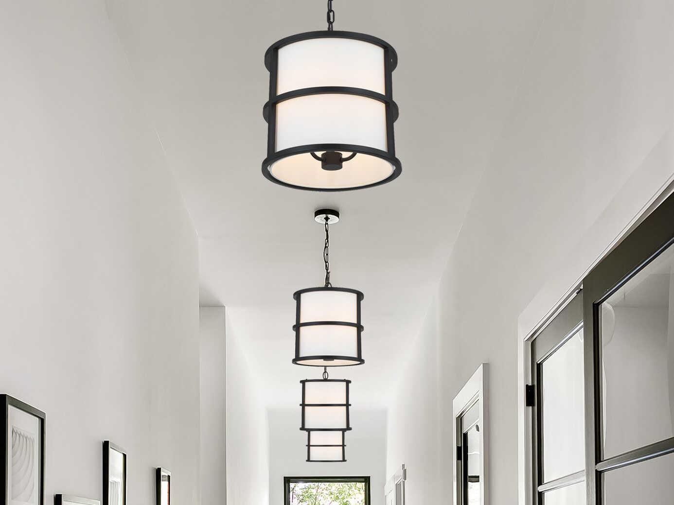 Crystorama Hulton 3-Light Matte Black Drum Pendant
