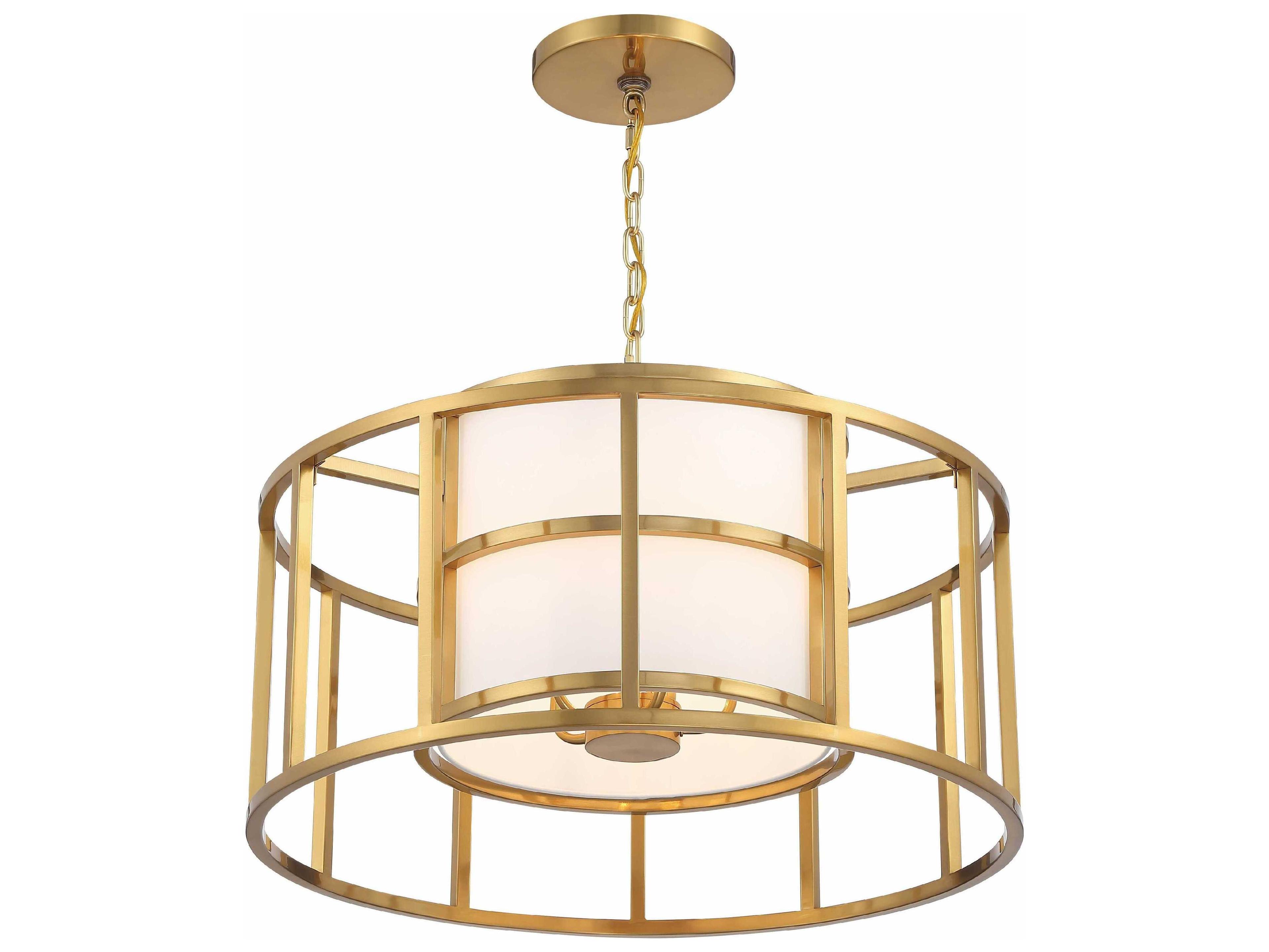 Crystorama Hulton 5-Light Luxe Gold Drum Geometric Chandelier
