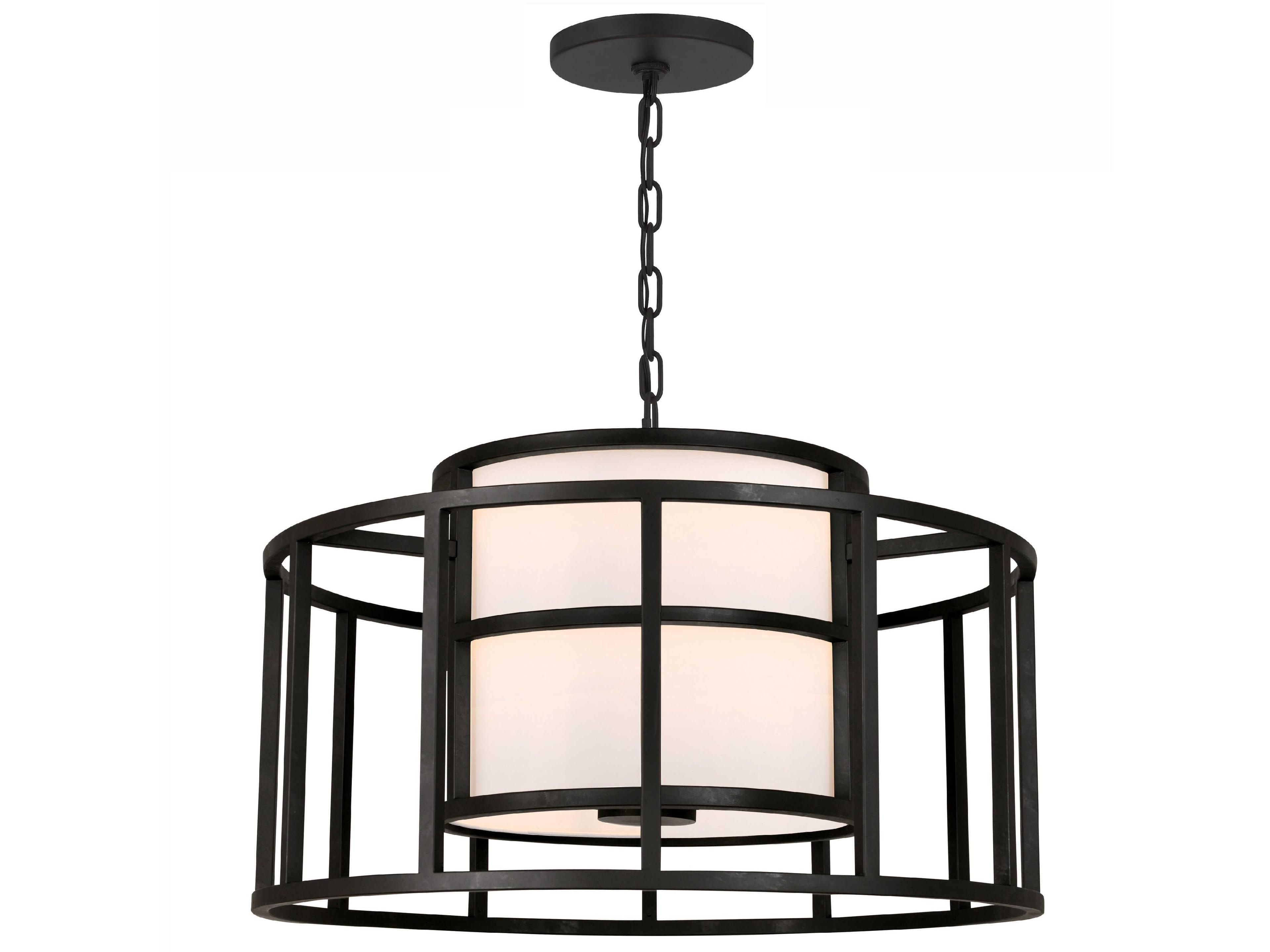 Crystorama Hulton 5-Light Matte Black Candelabra Drum Chandelier