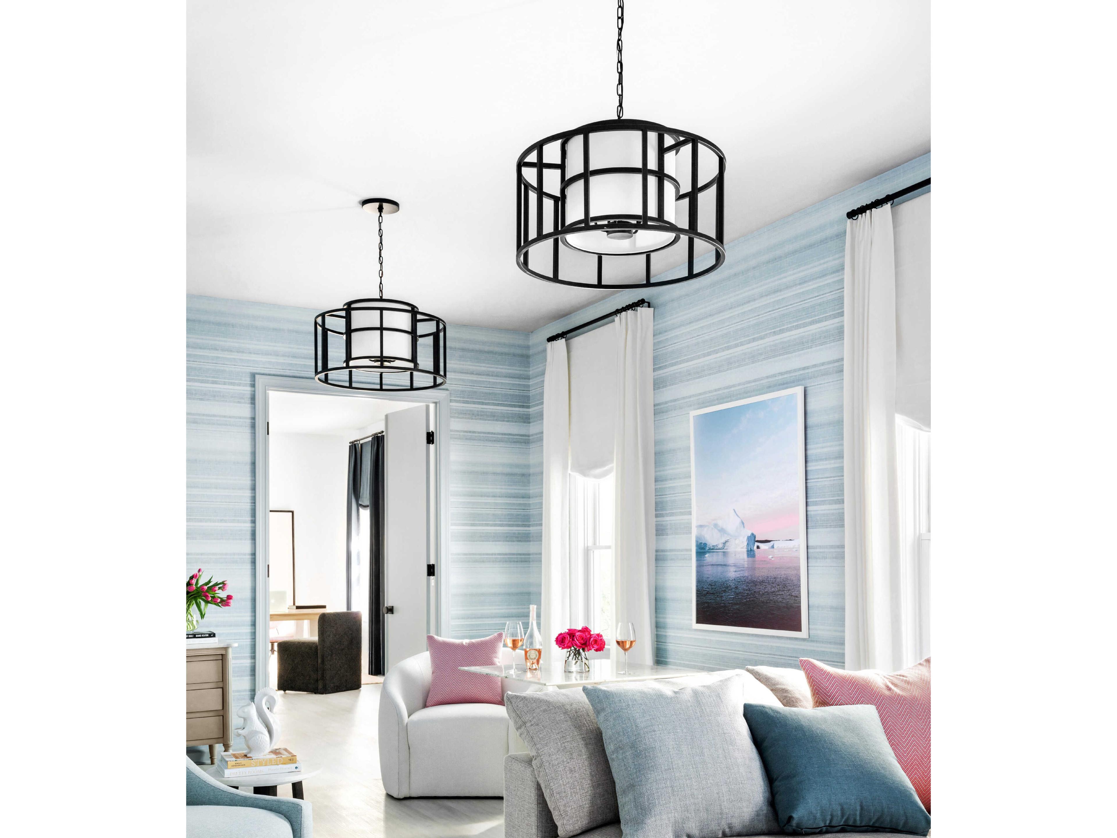 Crystorama Hulton 5-Light Matte Black Candelabra Drum Chandelier