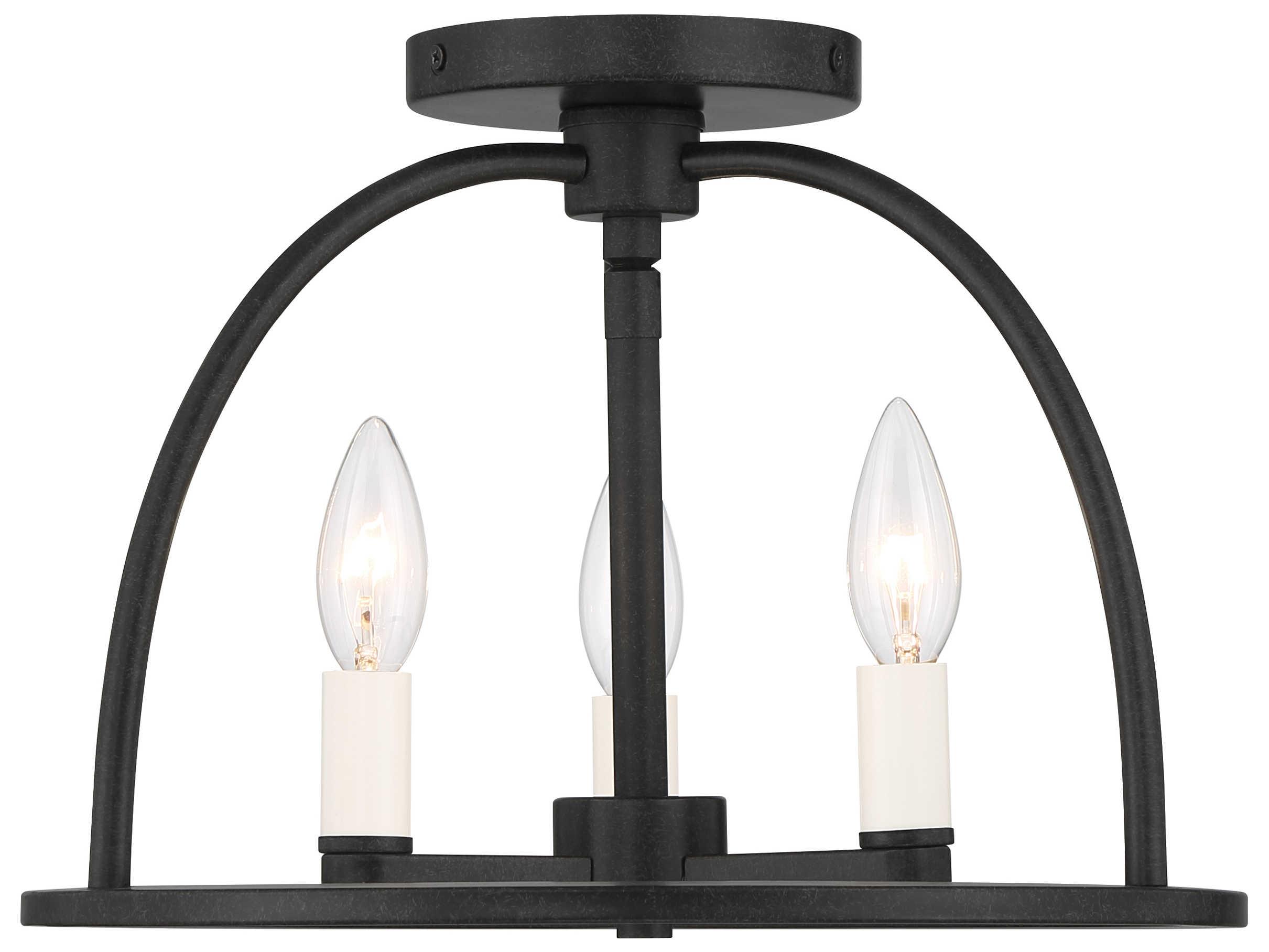 Crystorama Abbott 3-Light Black Semi Flush Mount