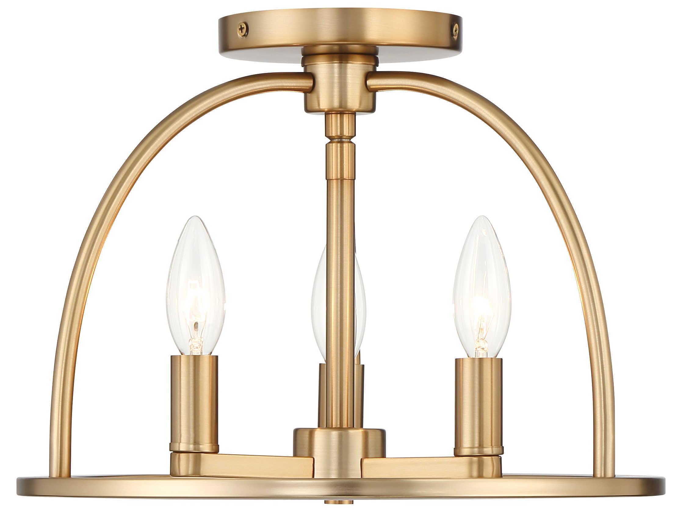 Crystorama Abbott 3-Light Vibrant Gold Semi Flush Mount