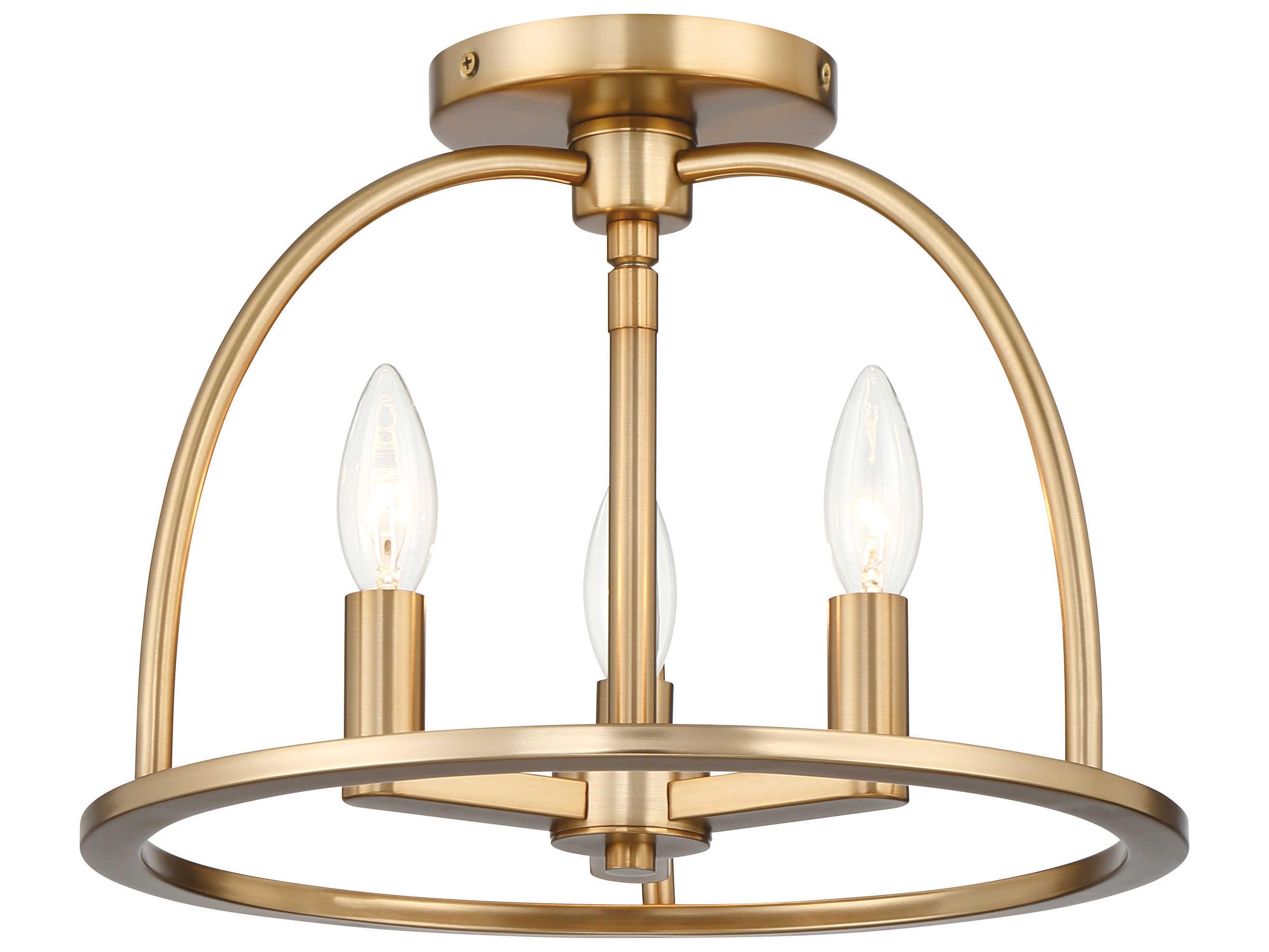 Crystorama Abbott 3-Light Vibrant Gold Semi Flush Mount