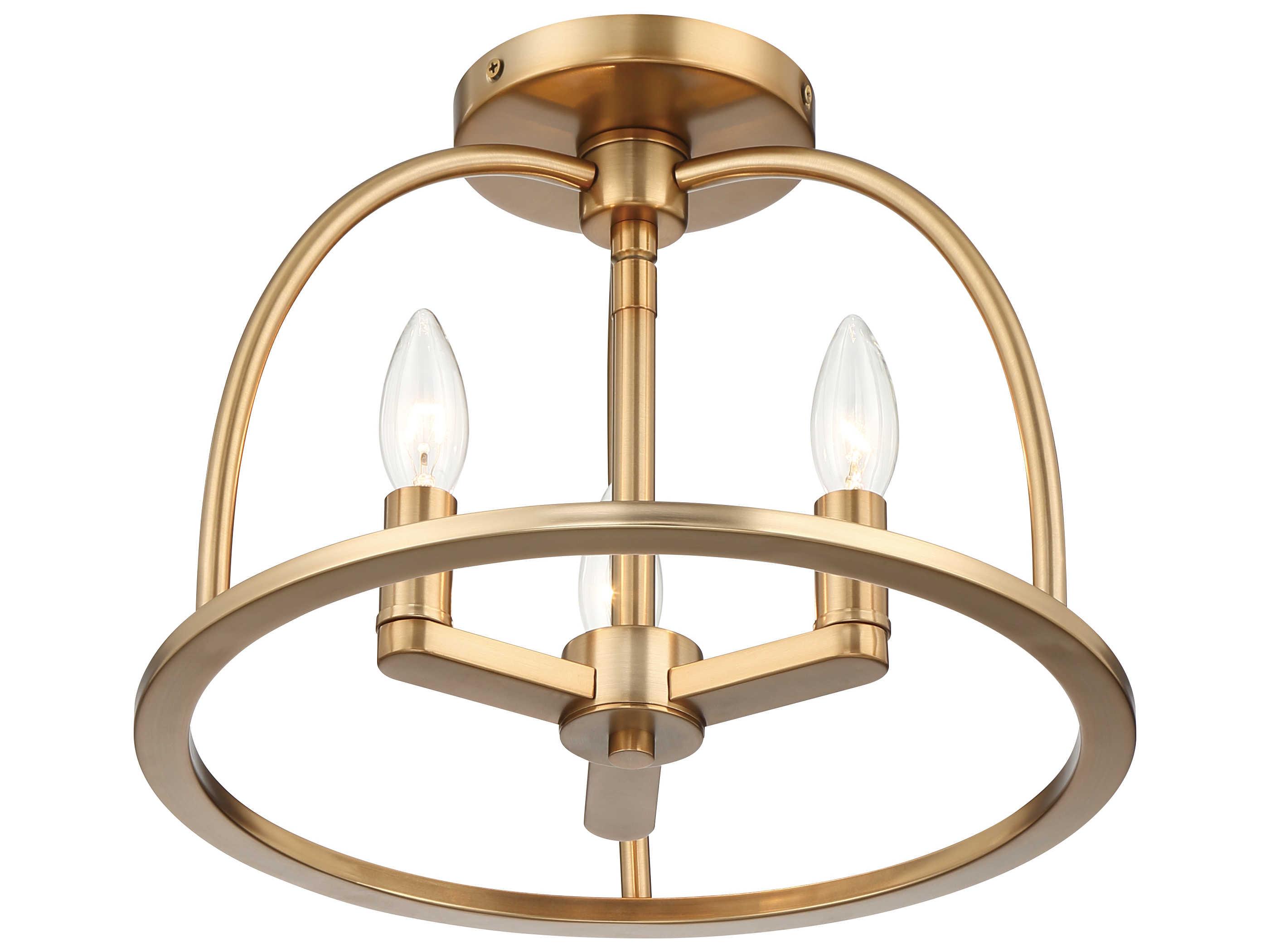 Crystorama Abbott 3-Light Vibrant Gold Semi Flush Mount