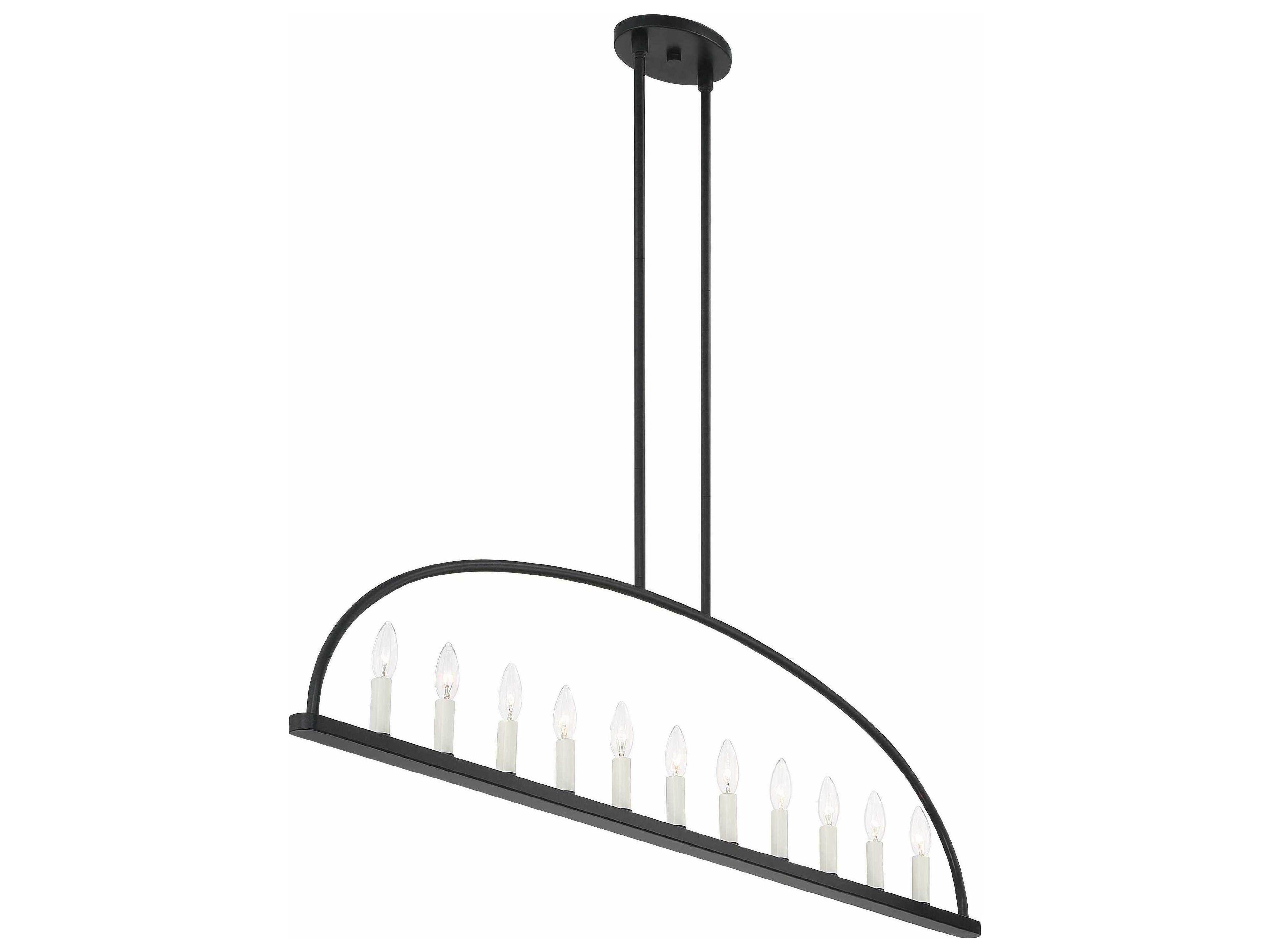 Crystorama Abbott 11-Light Black Linear Island Pendant