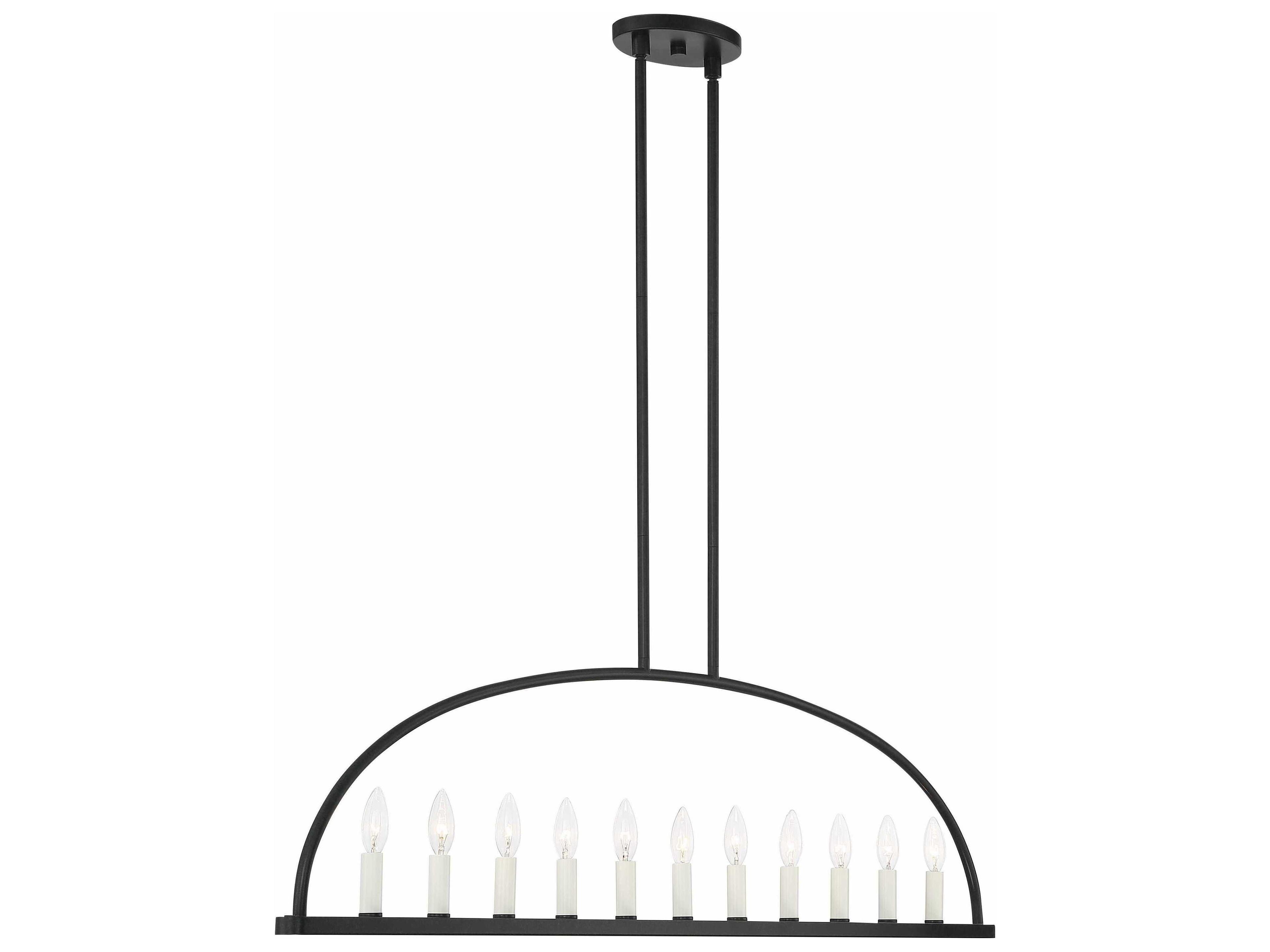 Crystorama Abbott 11-Light Black Linear Island Pendant