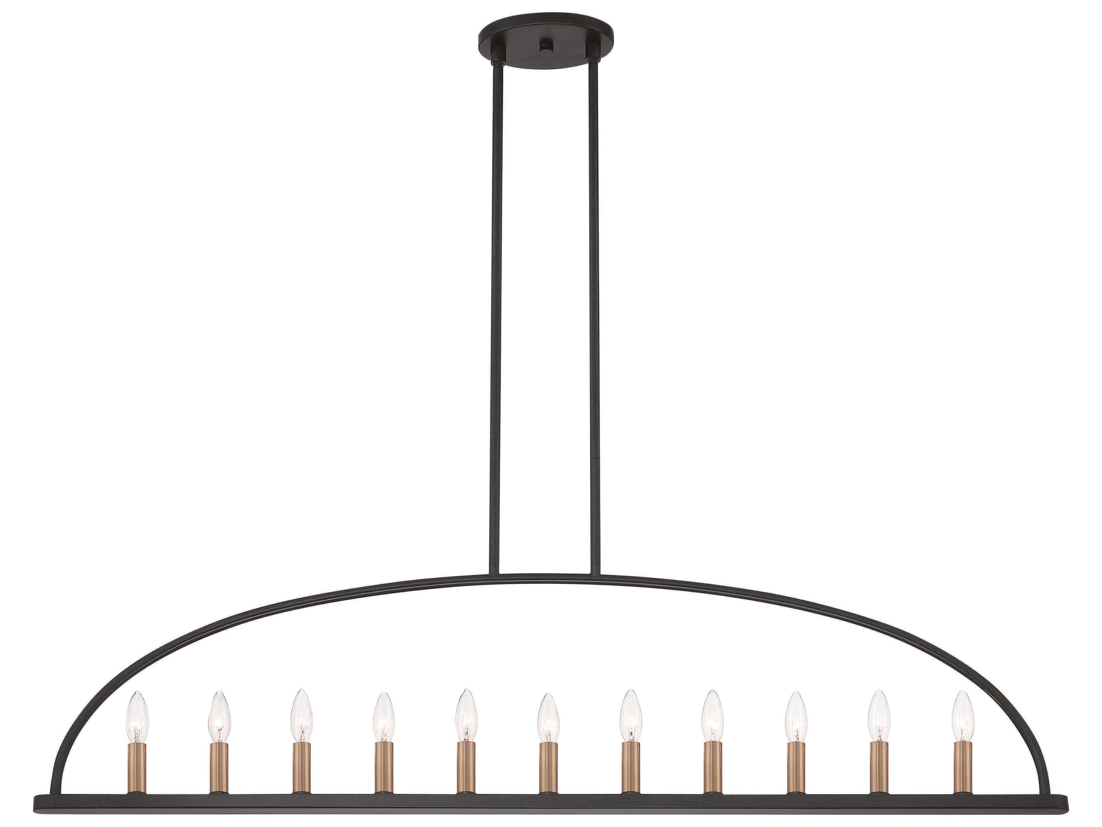Crystorama Abbott 11-Light Black Linear Island Pendant