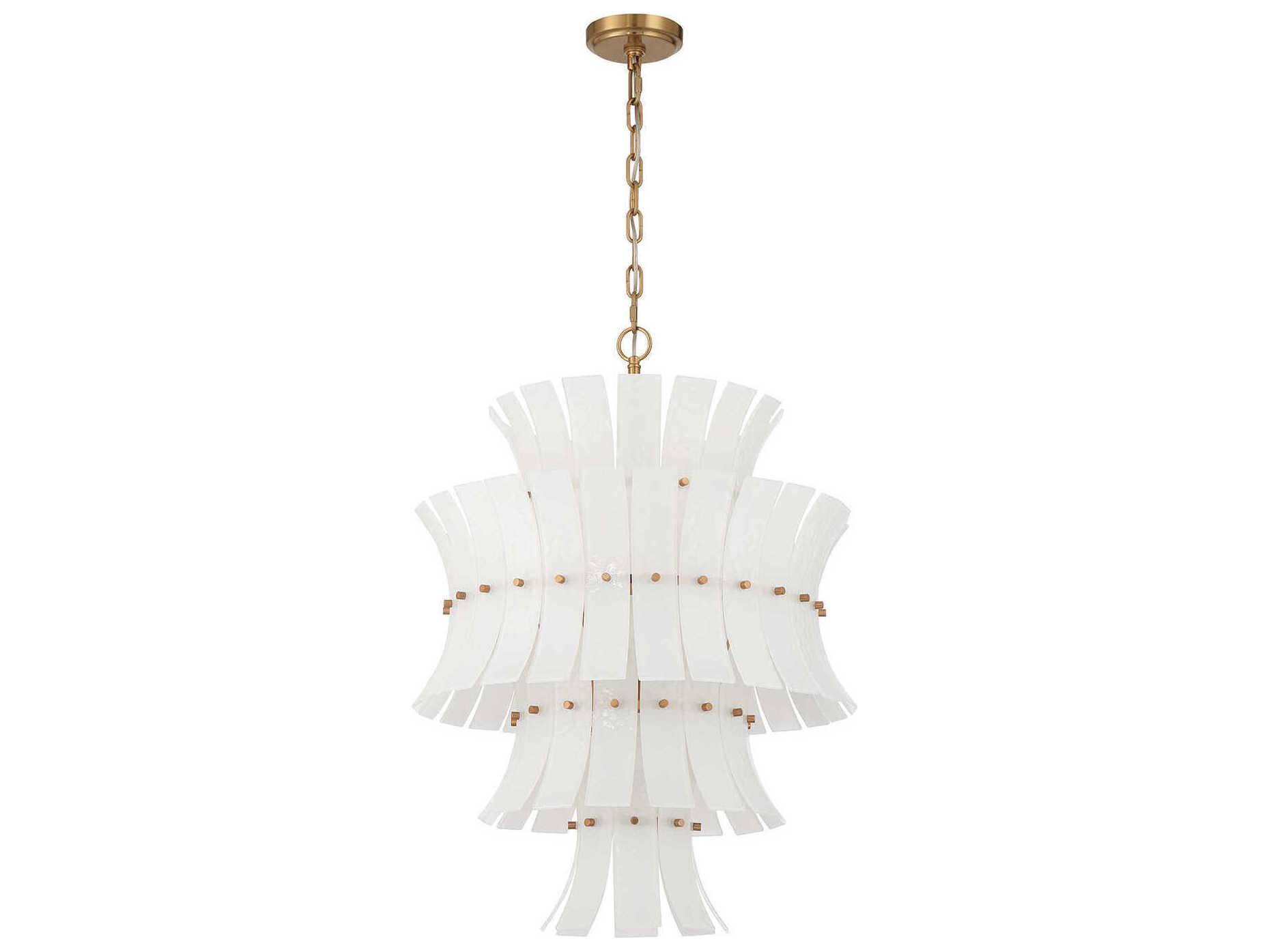 Crystorama Abigail 13-Light Aged Brass White Tiered Chandelier