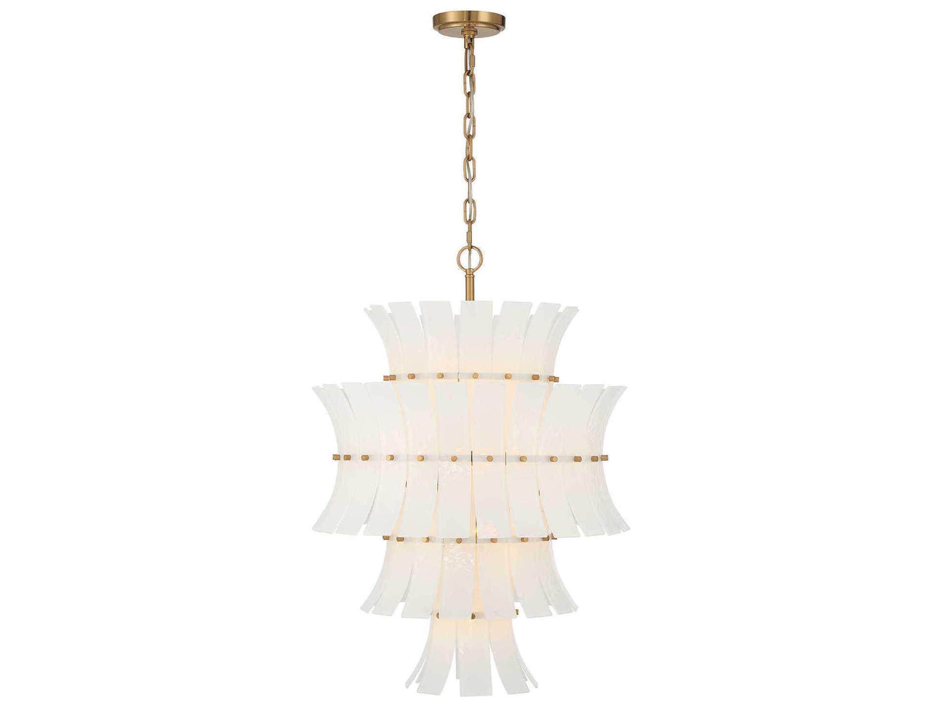 Crystorama Abigail 13-Light Aged Brass White Tiered Chandelier