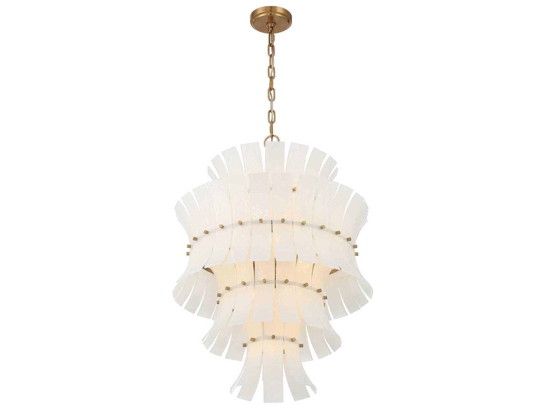 Crystorama Abigail 13-Light Aged Brass White Tiered Chandelier