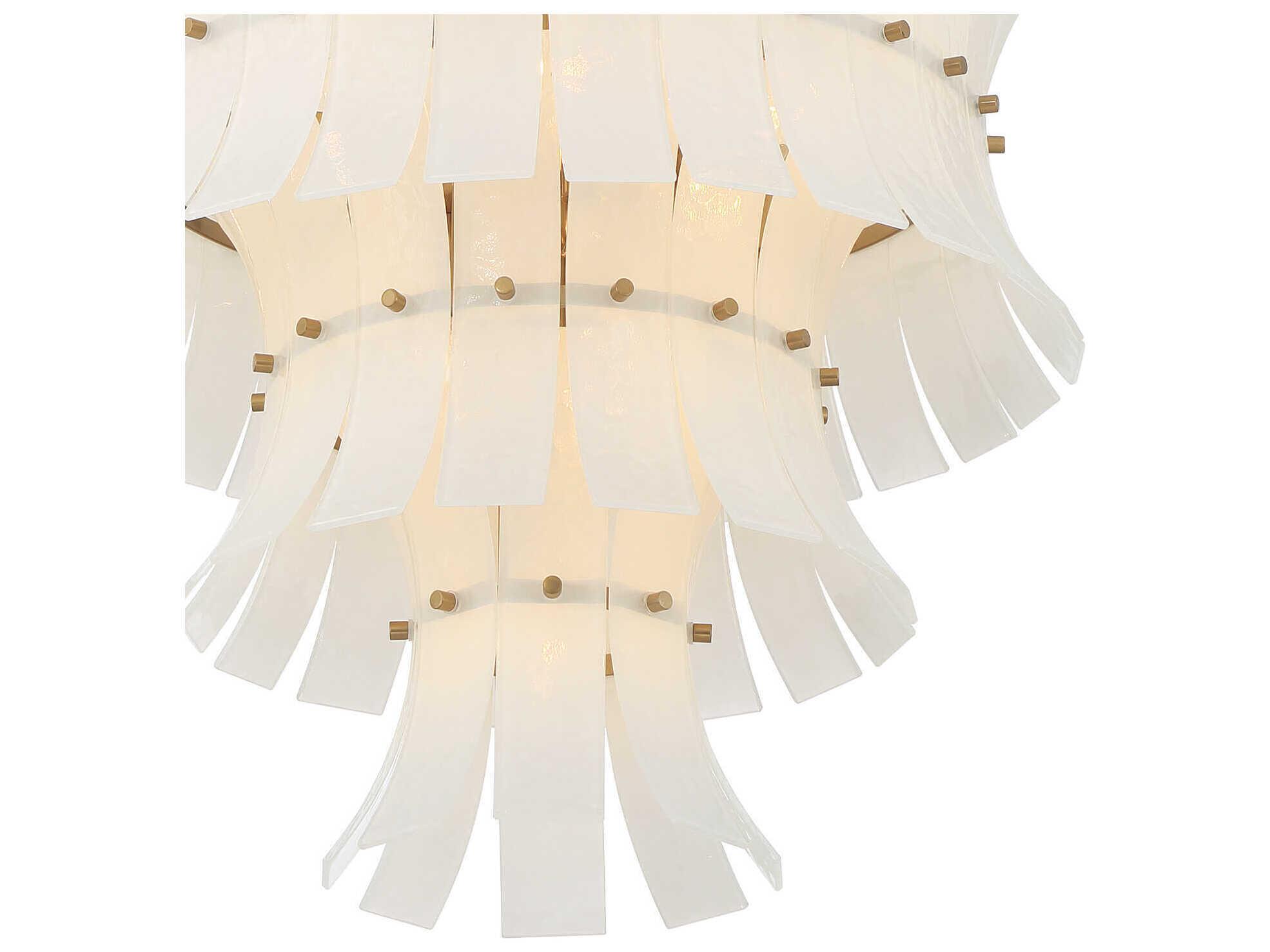 Crystorama Abigail 13-Light Aged Brass White Tiered Chandelier