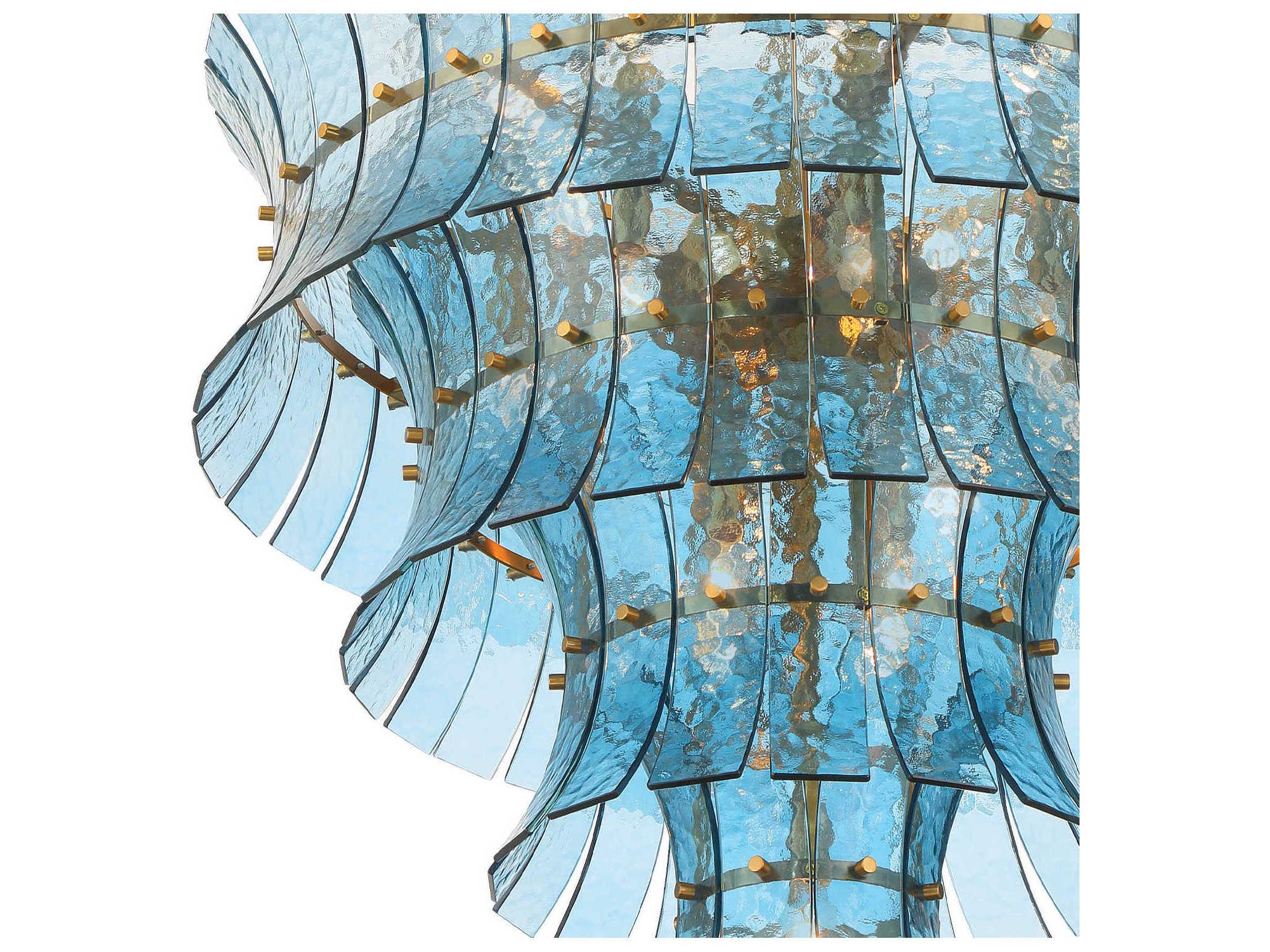 Crystorama Abigail 21-Light Aged Brass Blue Tiered Chandelier