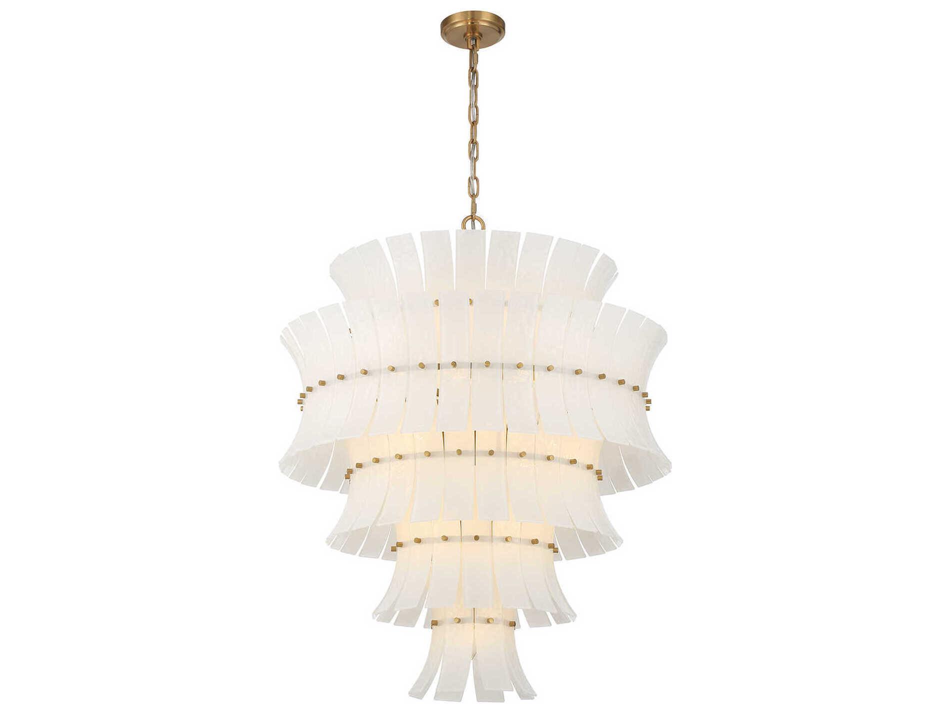 Crystorama Abigail 21-Light Aged Brass White Tiered Chandelier