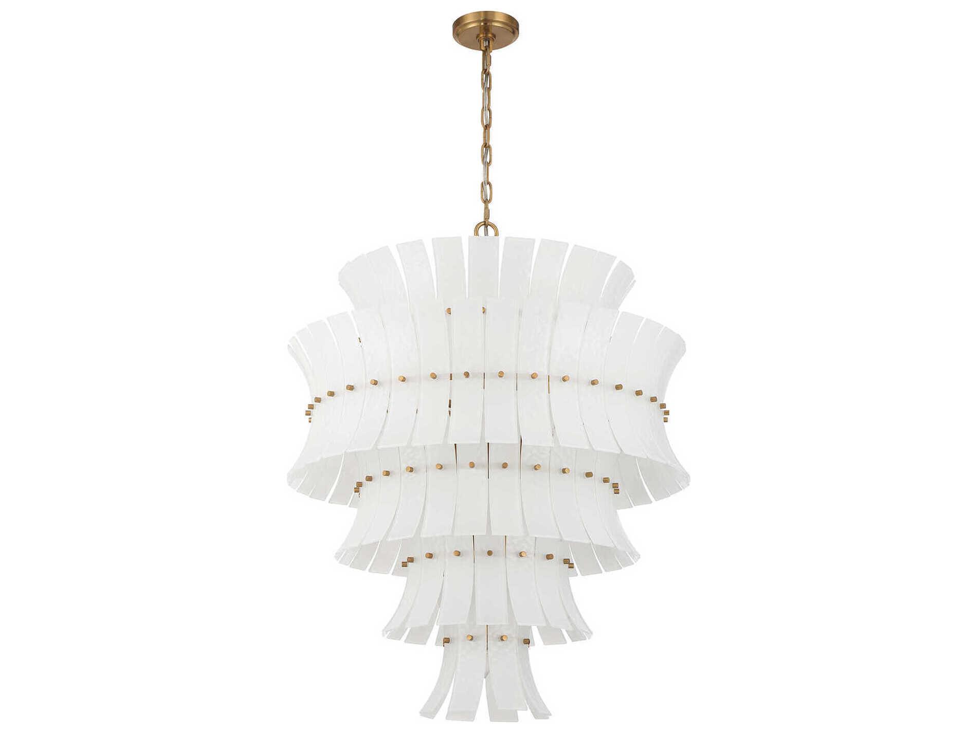 Crystorama Abigail 21-Light Aged Brass White Tiered Chandelier