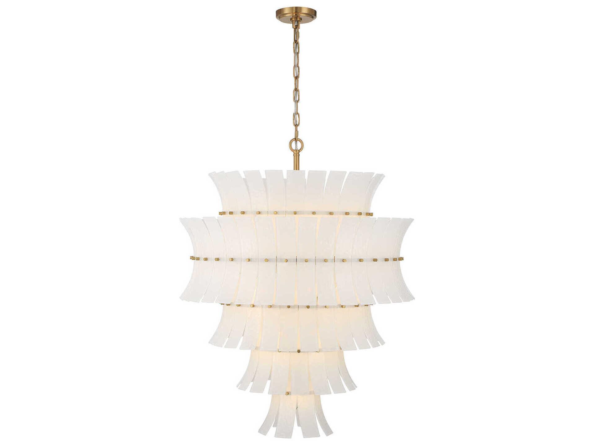 Crystorama Abigail 21-Light Aged Brass White Tiered Chandelier