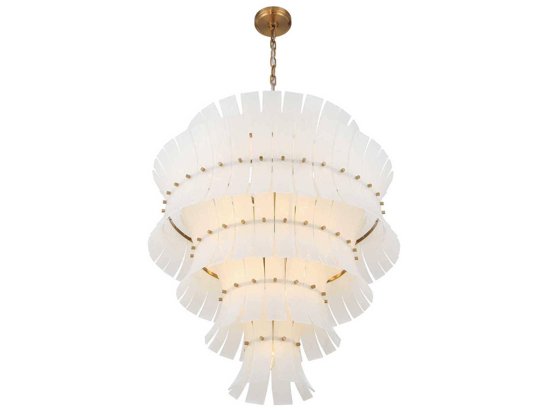 Crystorama Abigail 21-Light Aged Brass White Tiered Chandelier