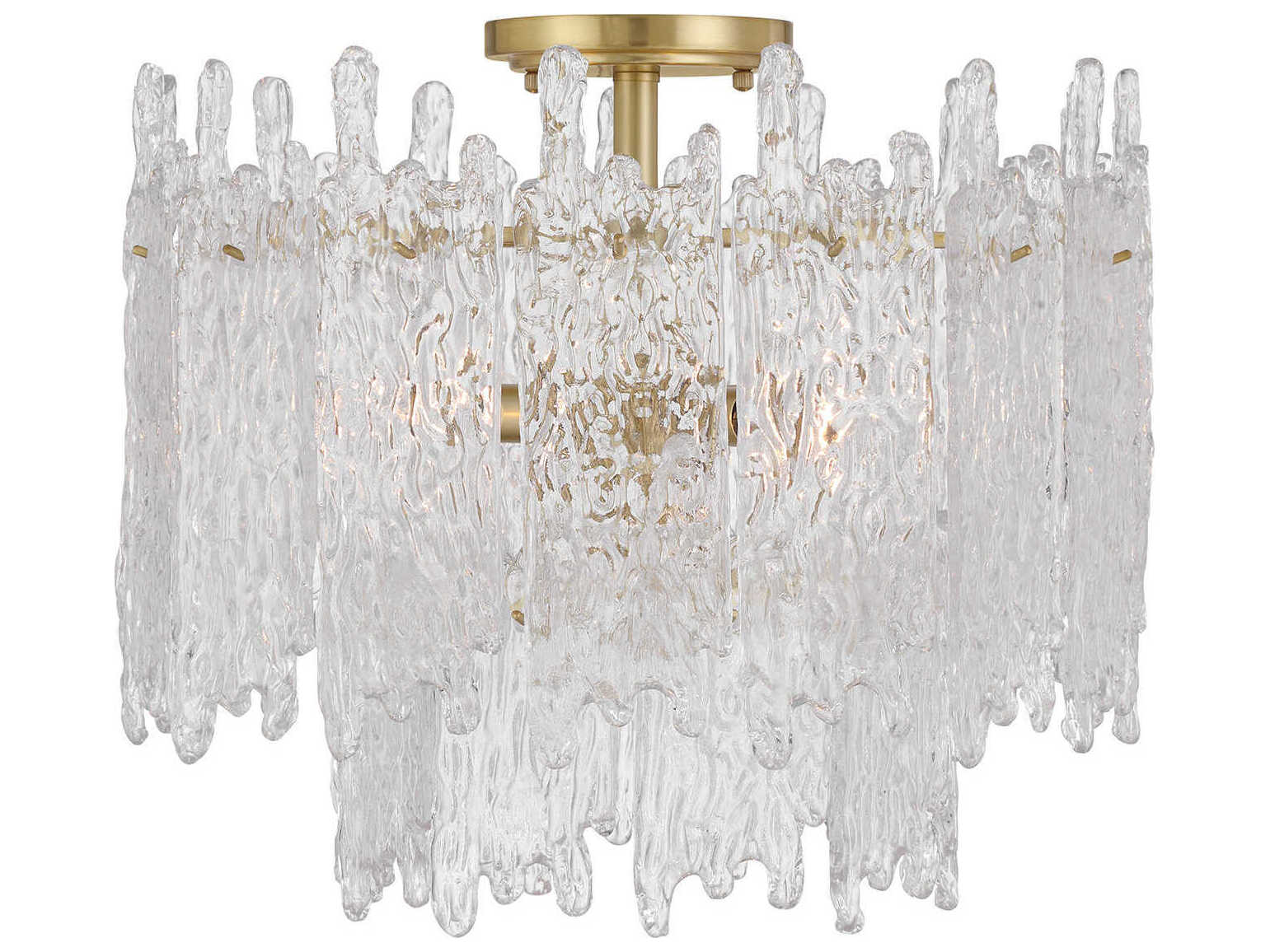 Crystorama Ackerly 3-Light Aged Brass Semi Flush Mount