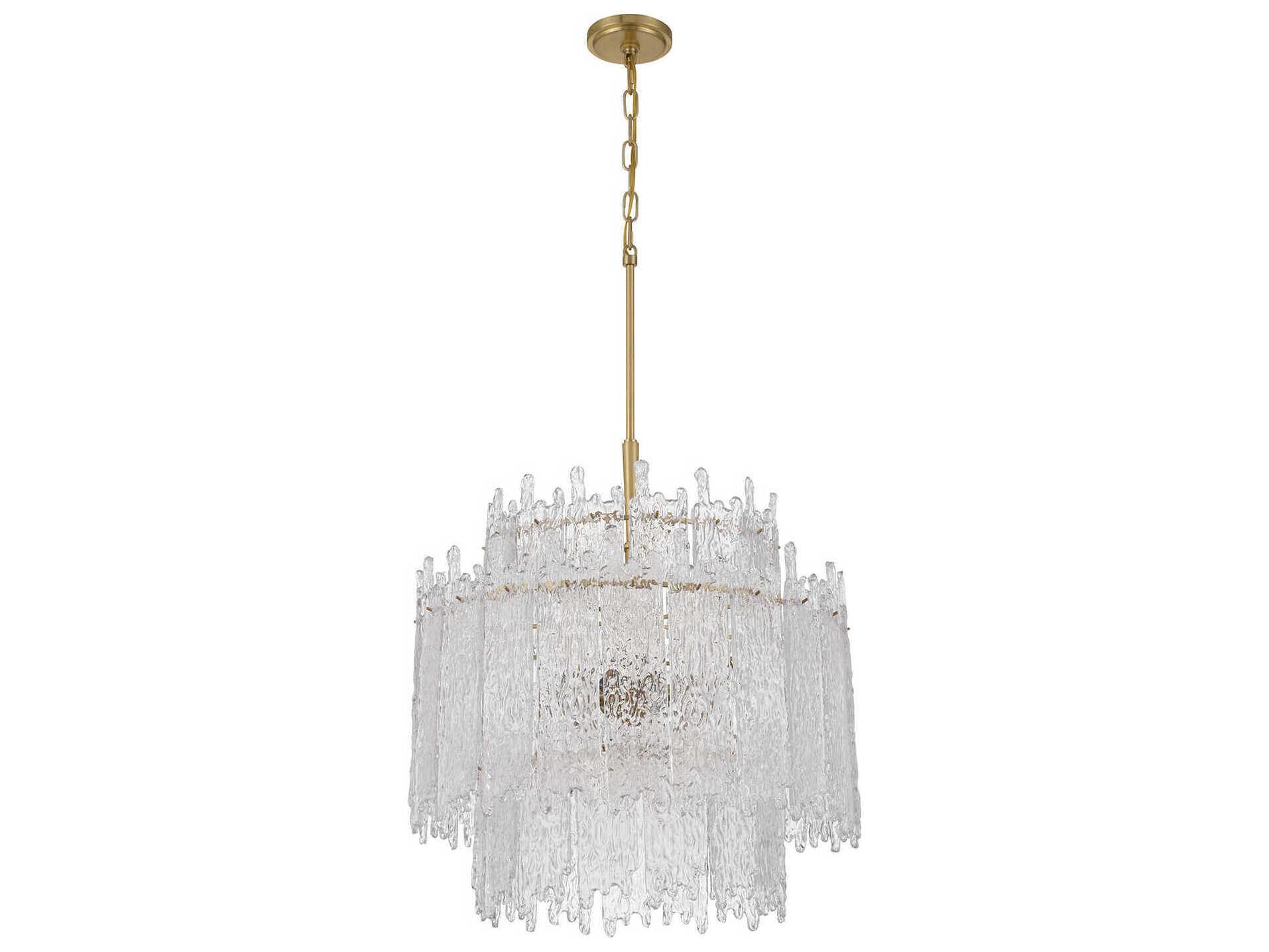 Crystorama Ackerly 8-Light Aged Brass Candelabra Tiered Chandelier