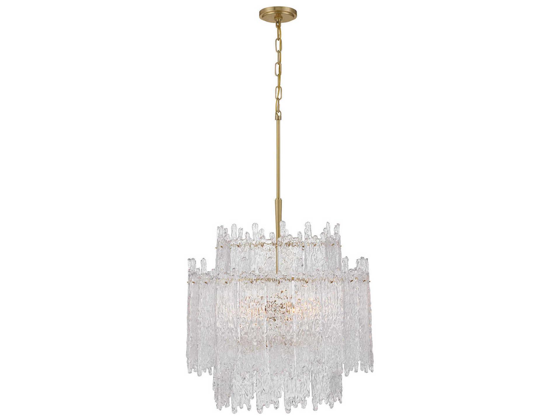 Crystorama Ackerly 8-Light Aged Brass Candelabra Tiered Chandelier