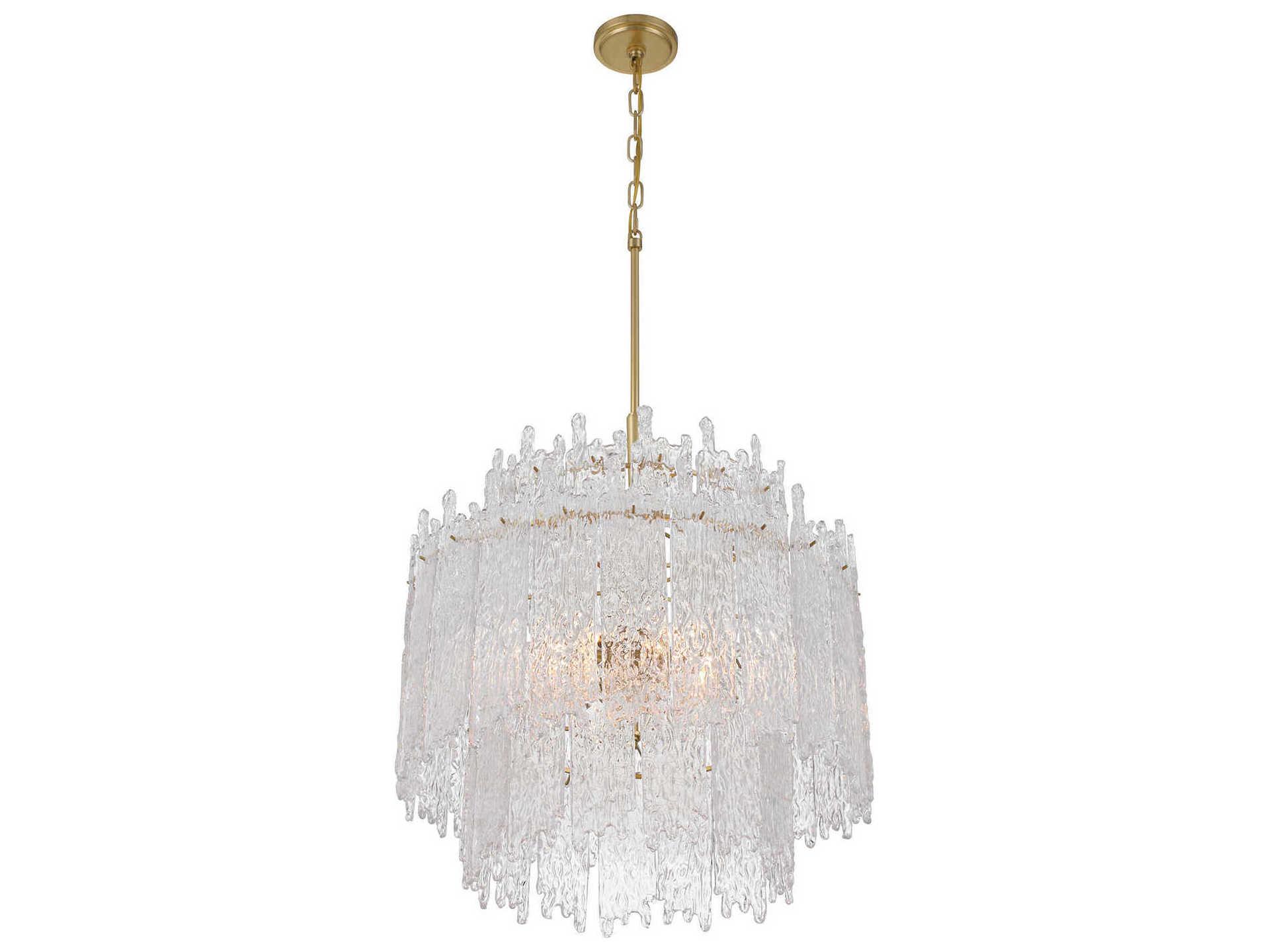 Crystorama Ackerly 8-Light Aged Brass Candelabra Tiered Chandelier